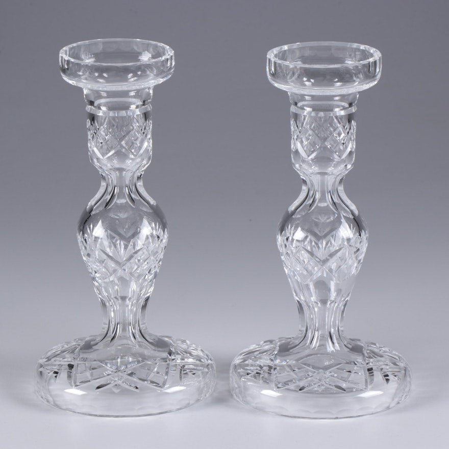 Waterford Crystal Single Light Candlesticks, Late 20th Century