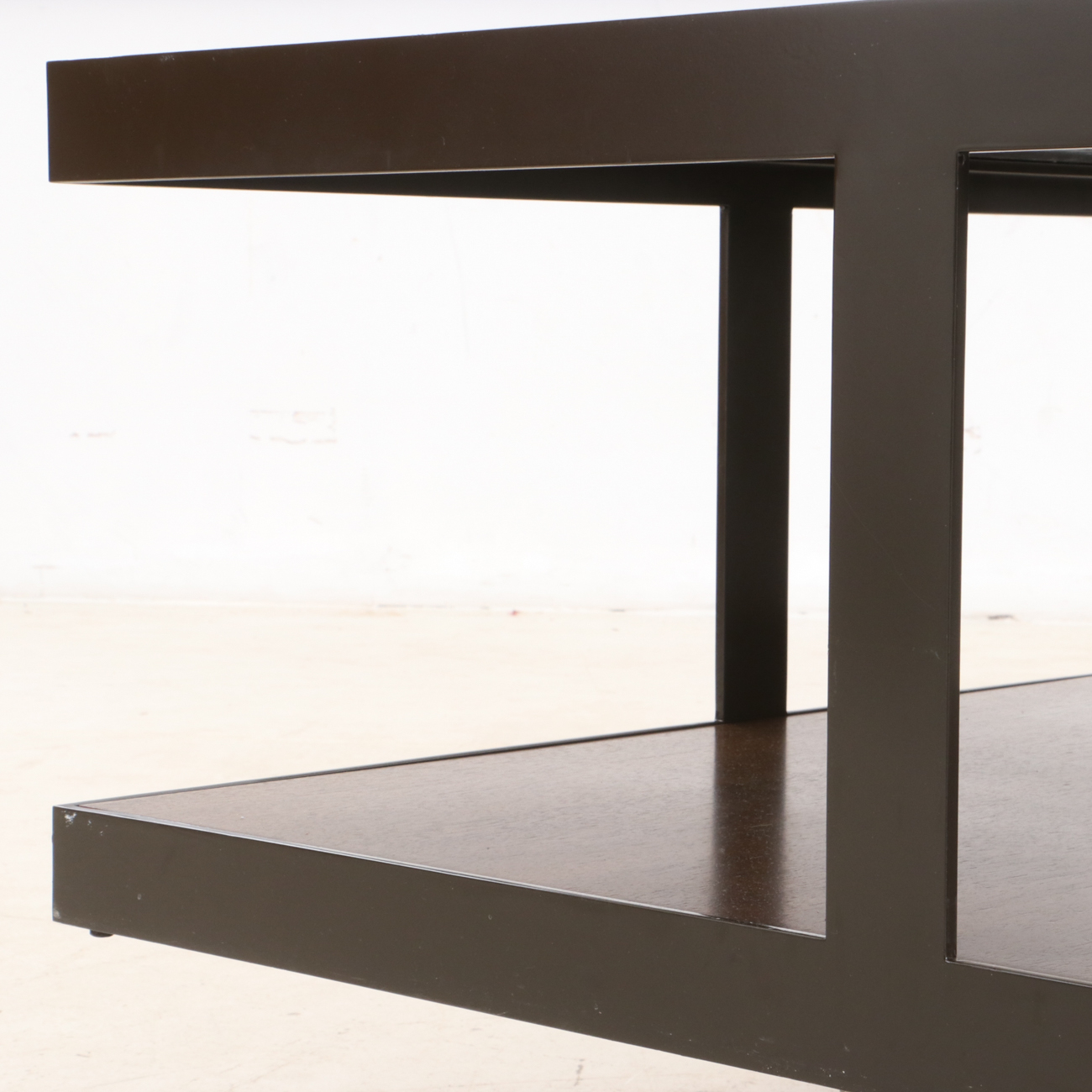 Calvin Klein Metal, Travertine and Mahogany Modernist Coffee Table, Contemporary