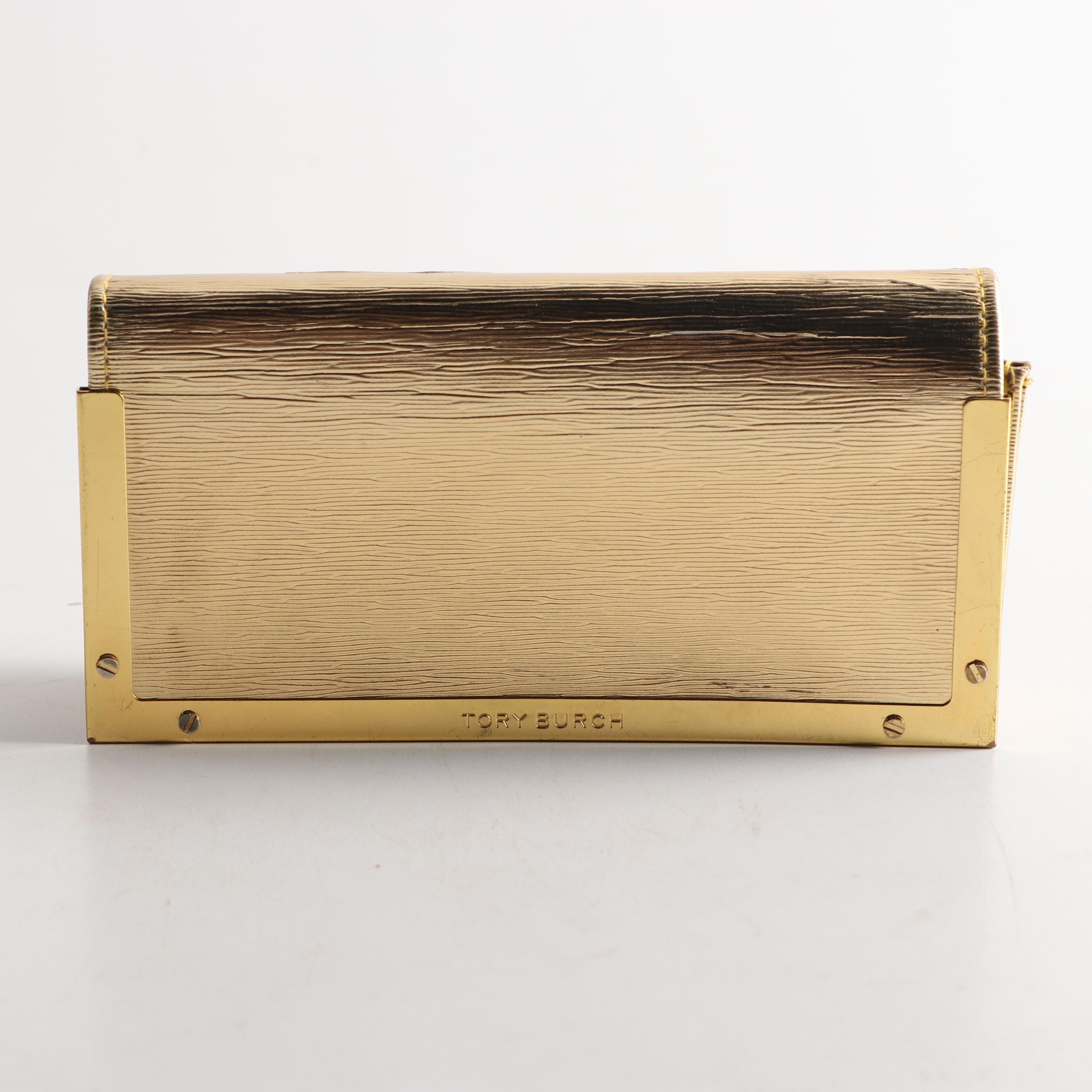 Tory Burch TY6011 Sunglasses and Gold Metallic Clutch