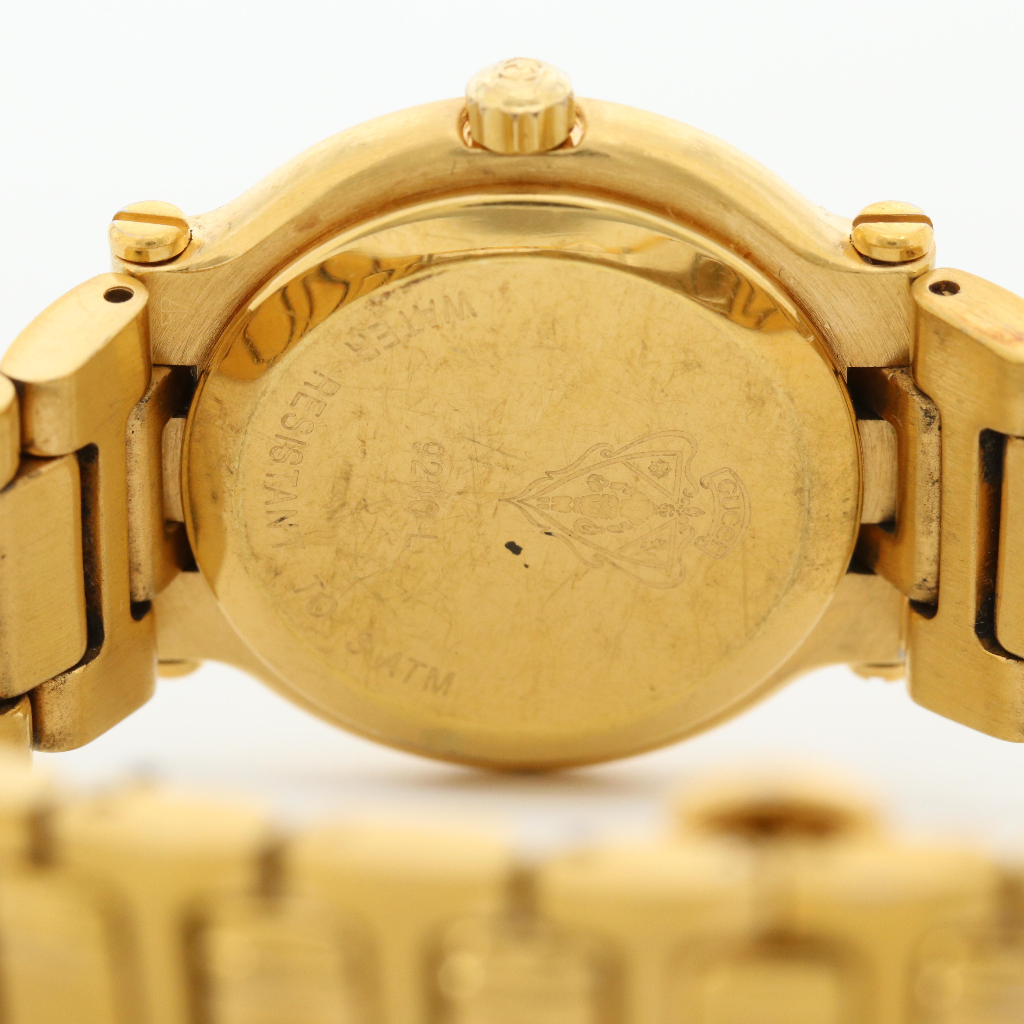 Gucci Gold Tone Stainless Steel Quartz Watch With Date