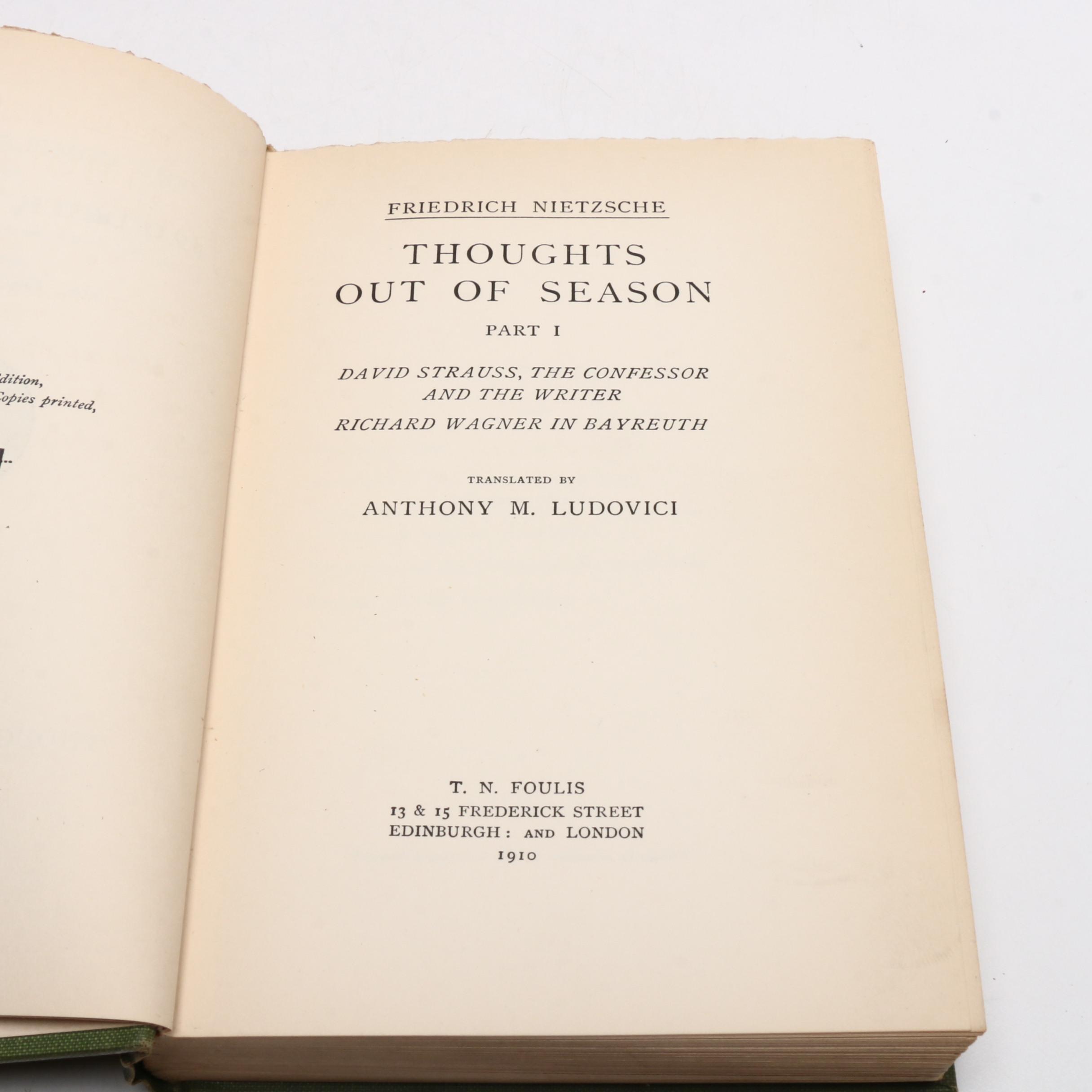 Limited Edition "Thoughts Out of Season" by Nietzsche with More Nonfiction Books