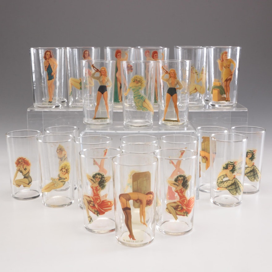 Pin Up Girl Glass Drinking Glasses