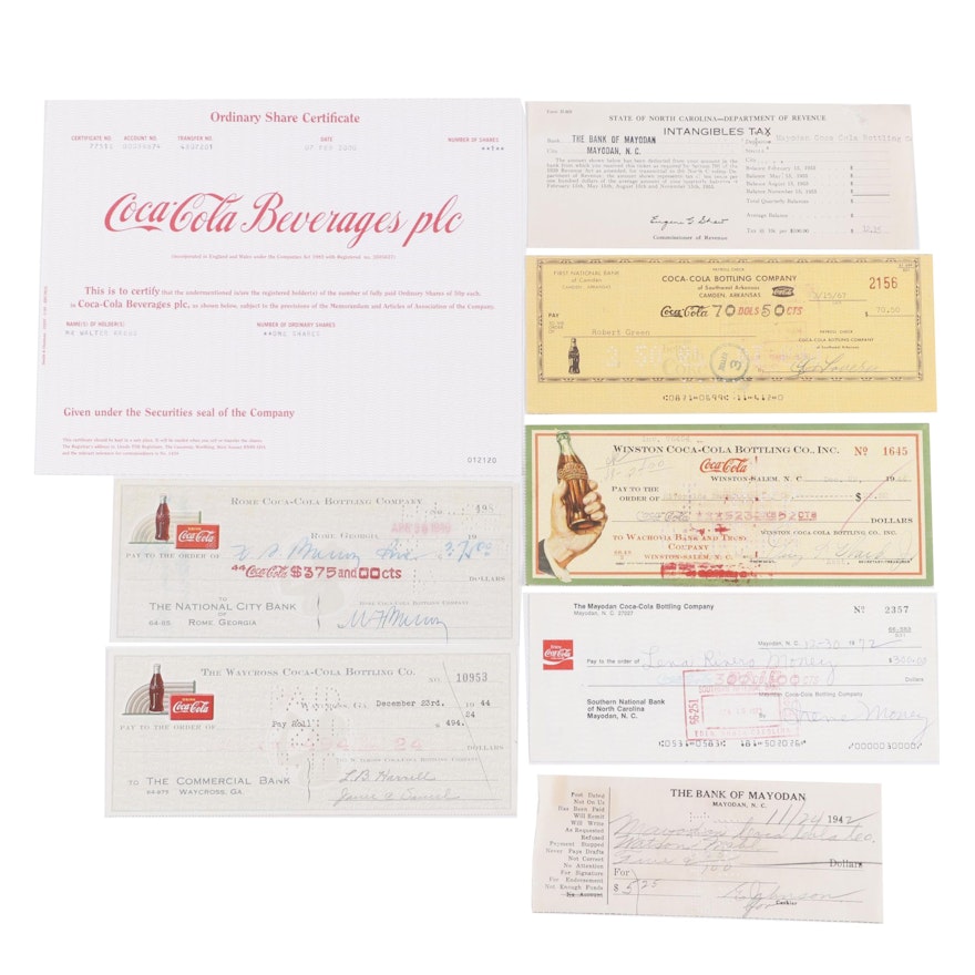 Coca-Cola Soda Company Advertising Bank Checks