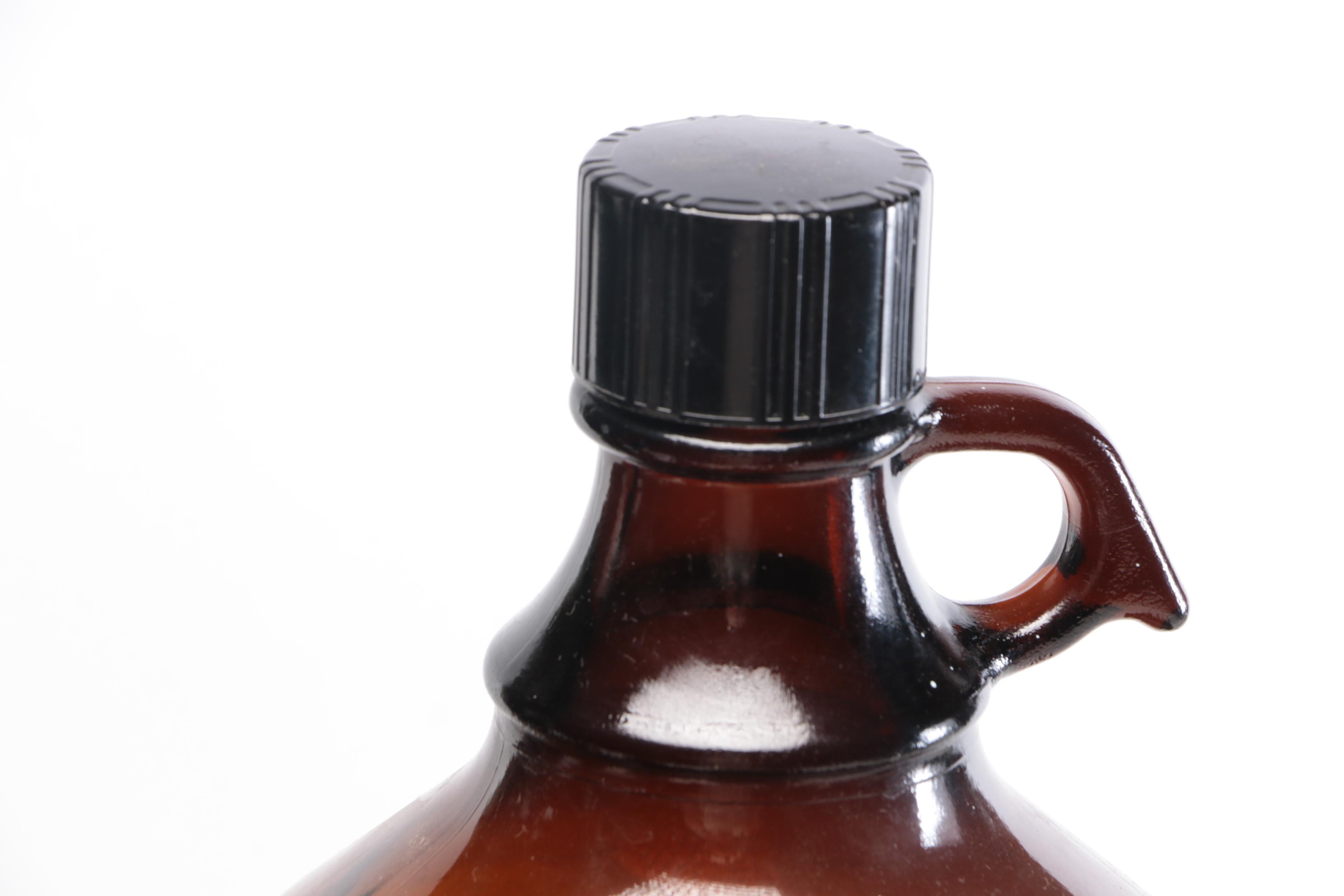 Amber Glass Chemical Bottles with Lids, Late 20th Century