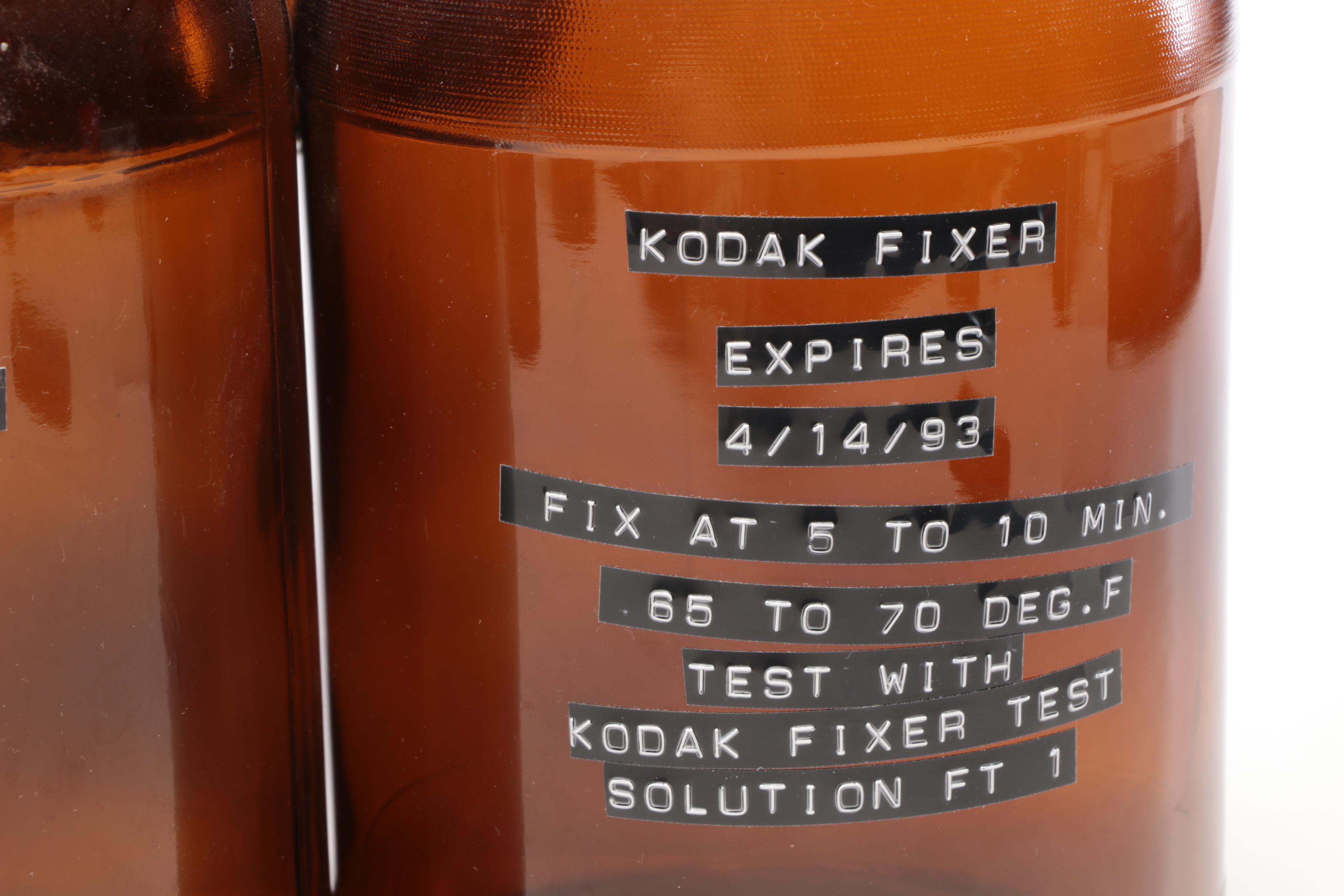 Amber Glass Chemical Bottles with Lids, Late 20th Century