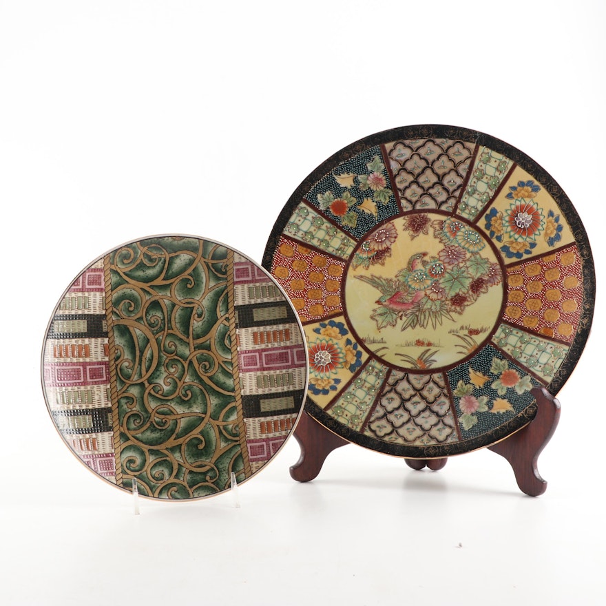 Asian Inspired Decorative Ceramic Plates including Oriental Accent