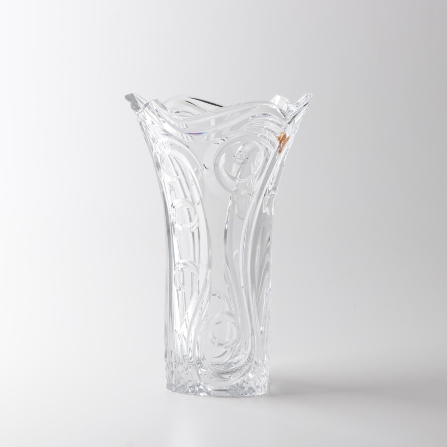 Modernist Czech Republic Lead Crystal Vase, 21st Century