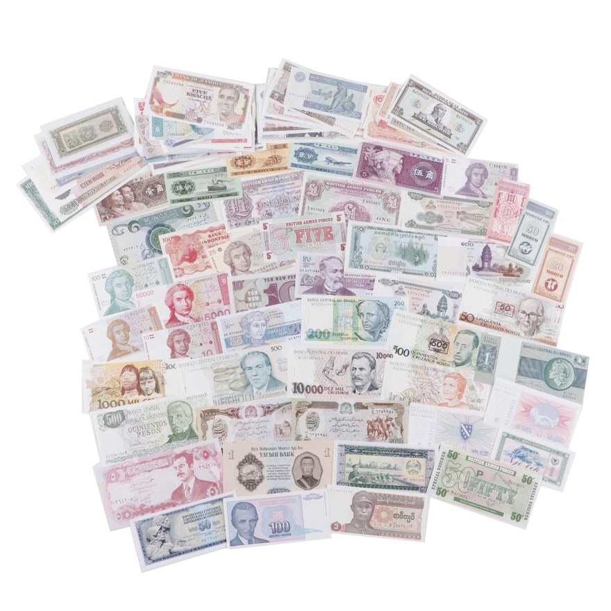 Foreign Currency Group, Including Asian, South American, and African Banknotes