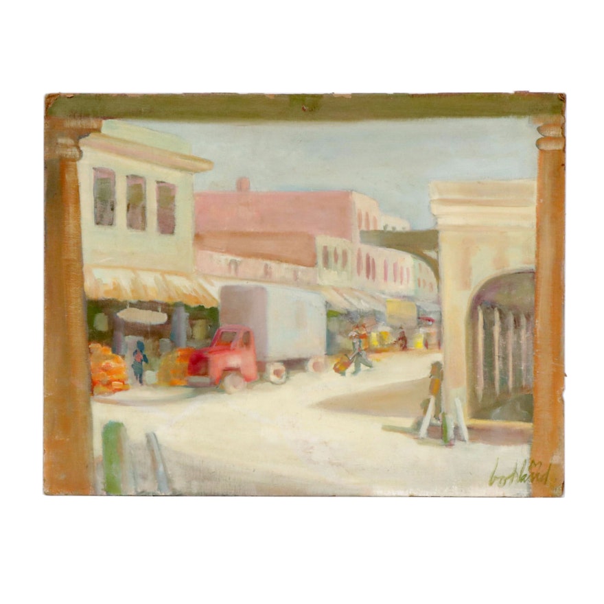 George Bohland City Market Oil Painting