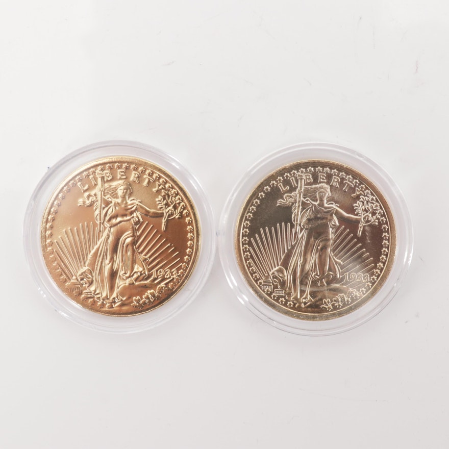 Two Saint Gaudens $20 Double Eagle Replicas