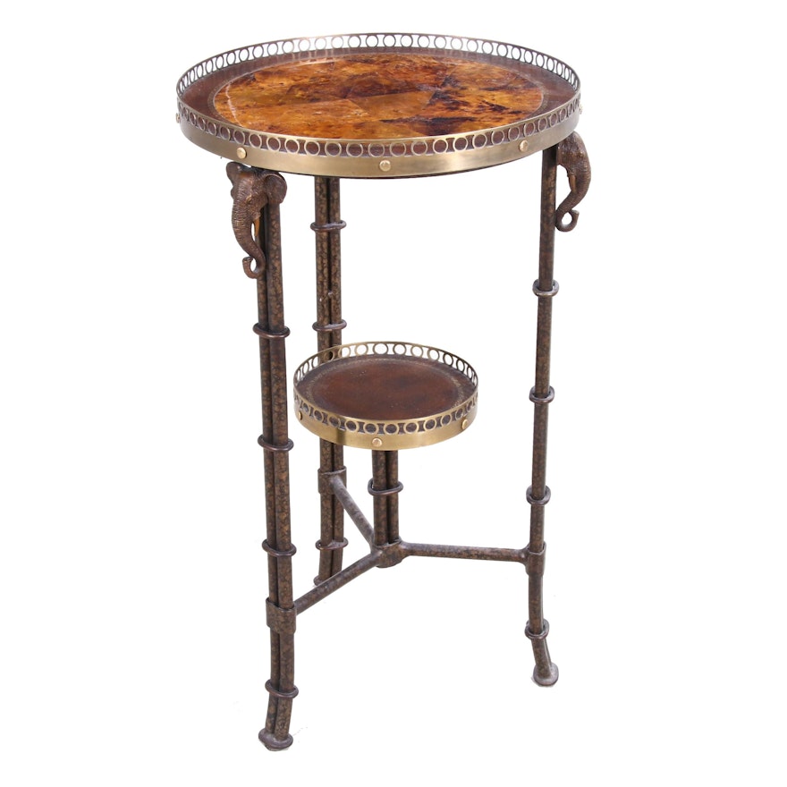 Maitland-Smith Regency Style Tiered Table with Elephants