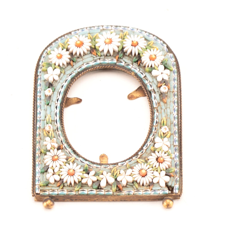 Micro Mosaic Brass Oval Frame