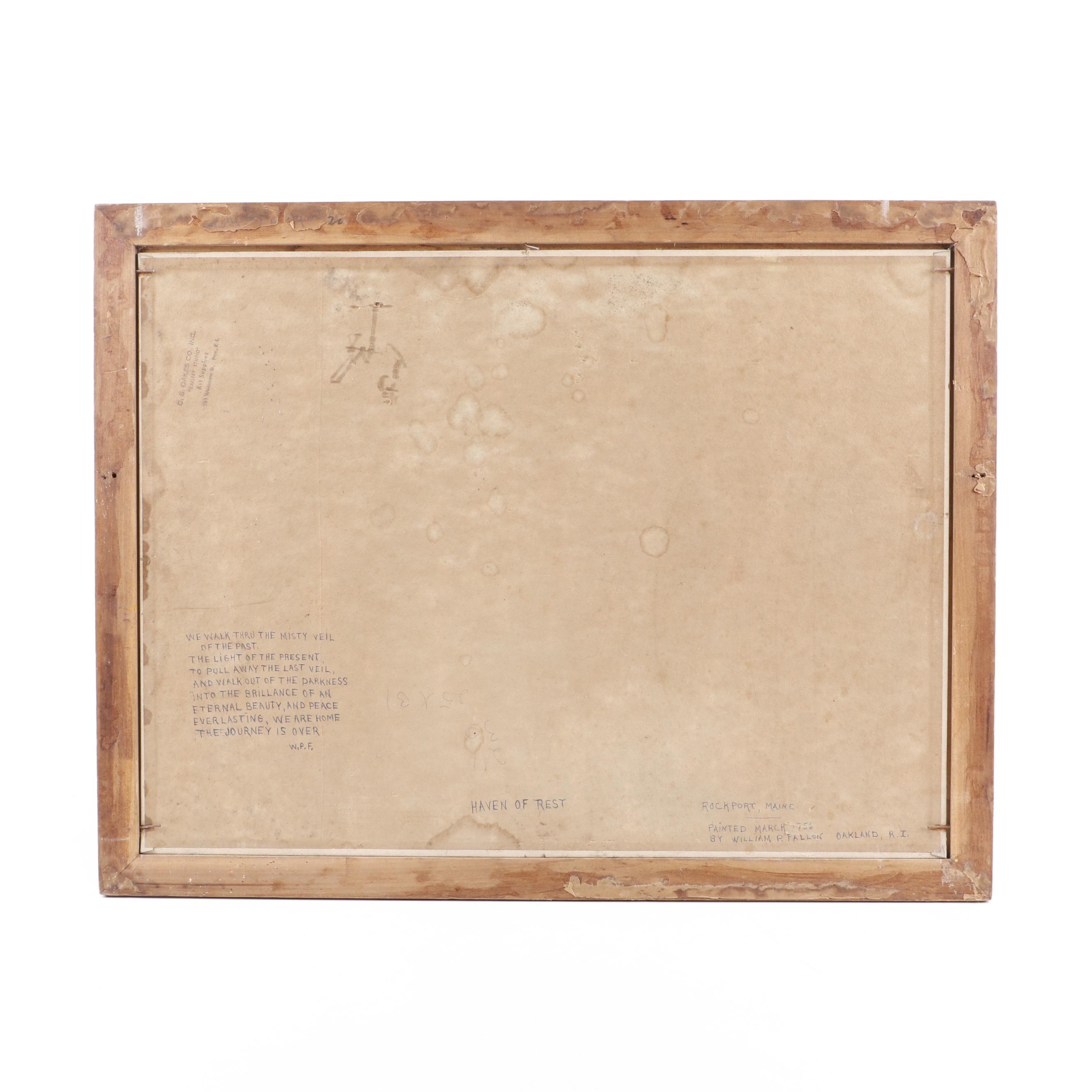 William P. Fallon 1956 Oil Painting "Haven of Rest"