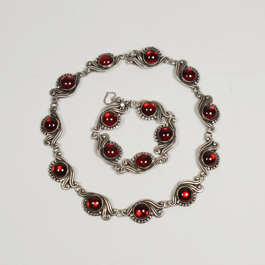 Gerardo Lopez Mexican Taxco Sterling Silver Necklace and Bracelet Set