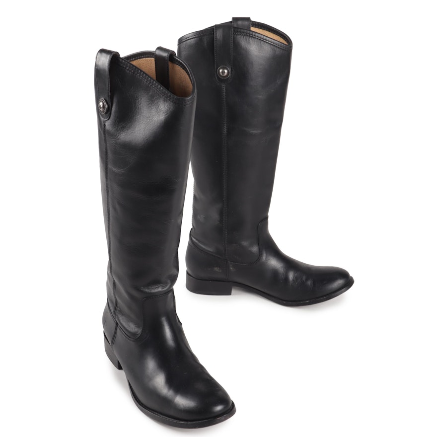 Frye Melissa Black Leather Riding Boots