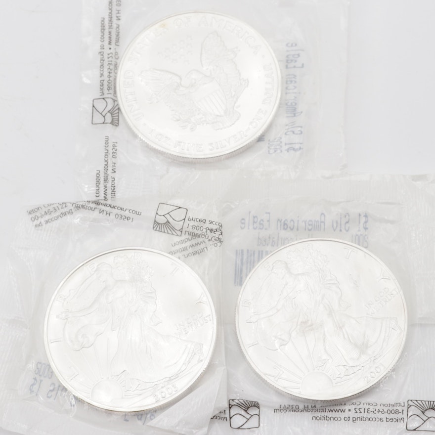 2001, 2002, 2003 Silver Eagle Dollars