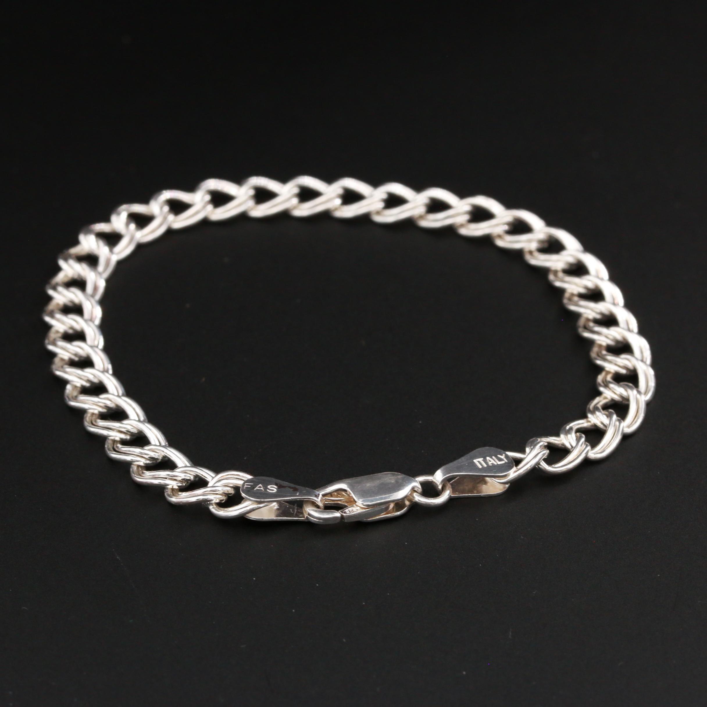 Sterling Silver Double Curb Link Bracelet