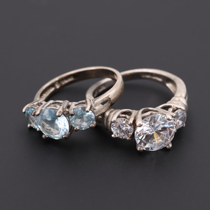Sterling Silver Topaz and Cubic Zirconia Rings