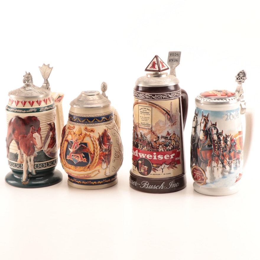Anheuser-Busch Collectors Club Membership and Anniversary Beer Steins