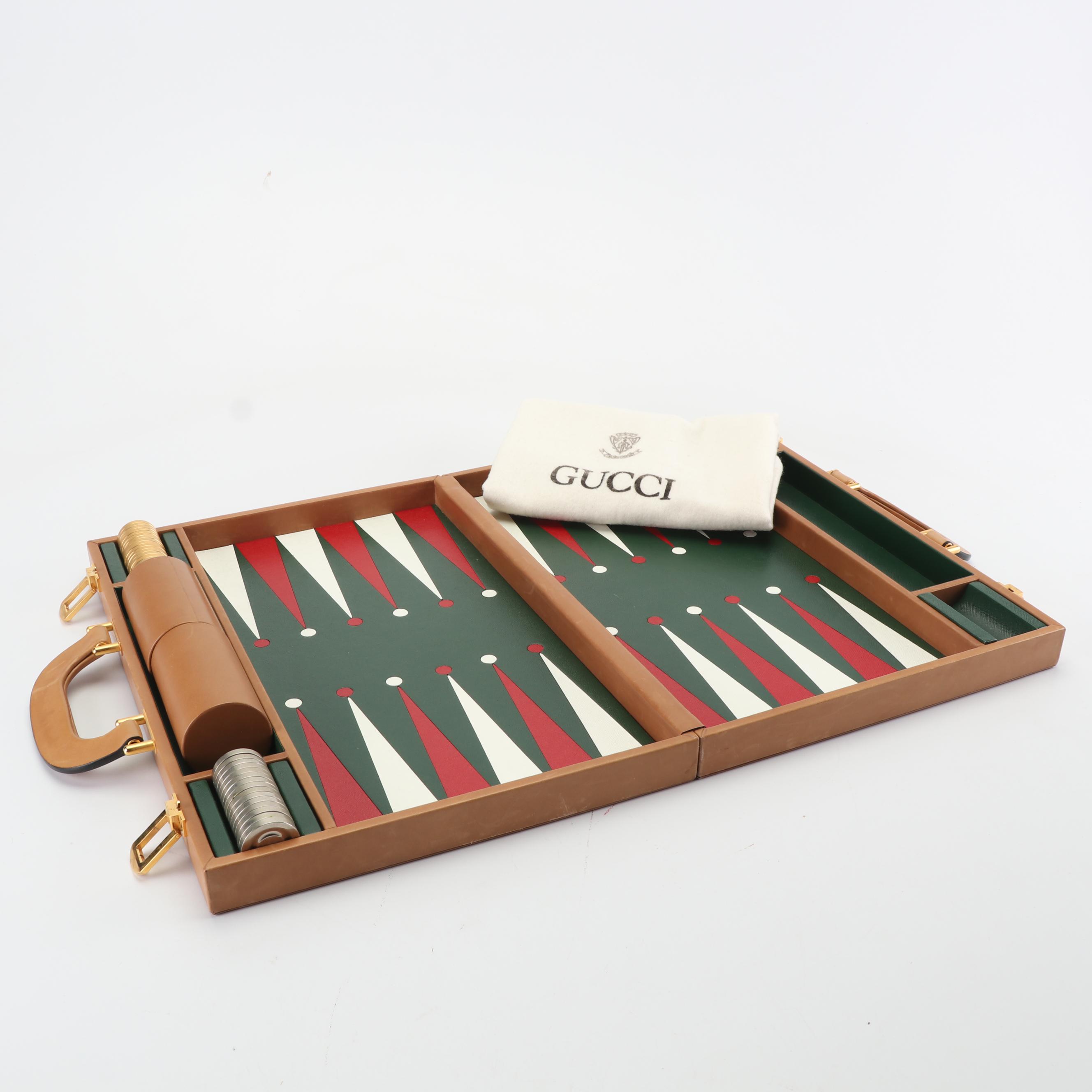Gucci Leather Travel Backgammon Set