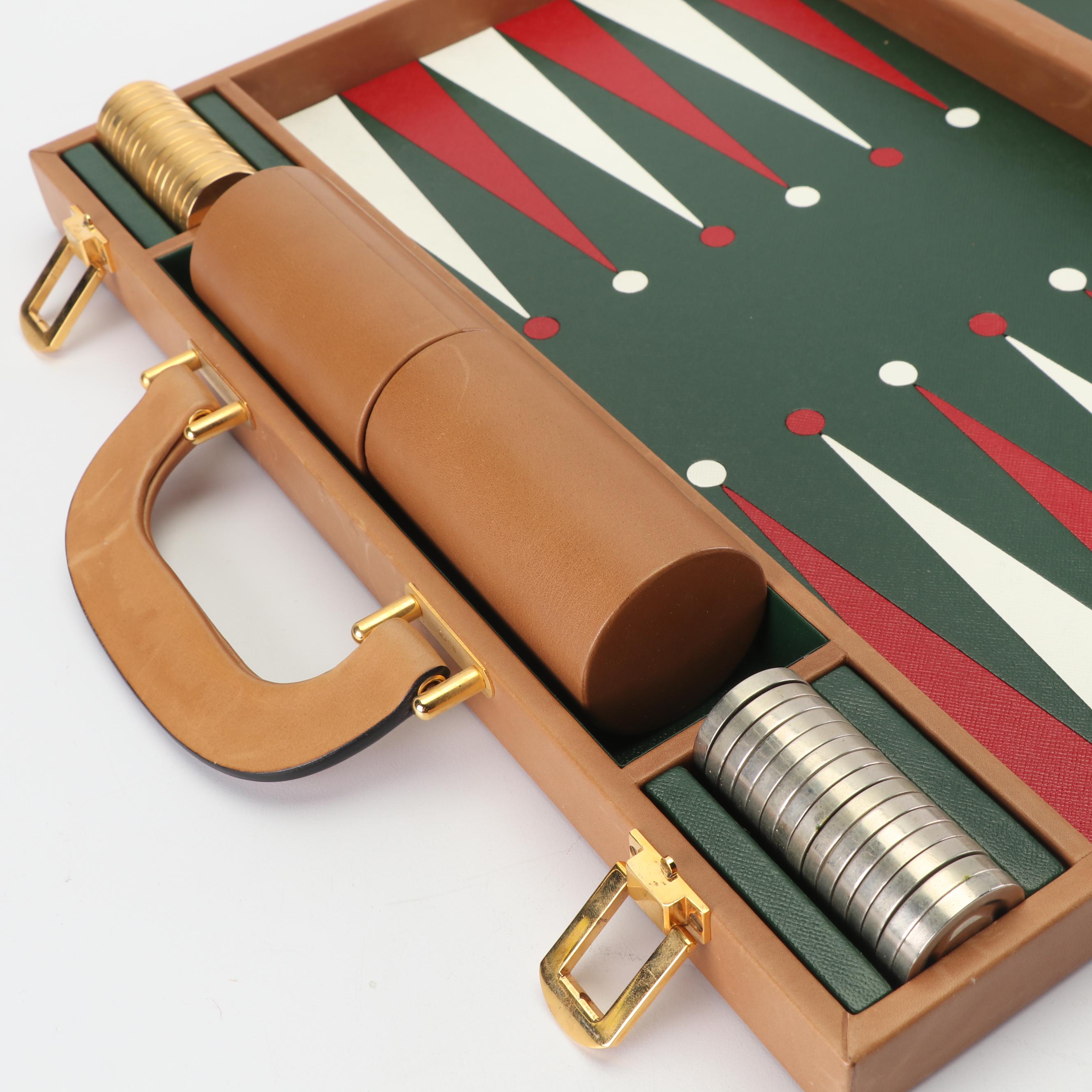 Gucci Leather Travel Backgammon Set