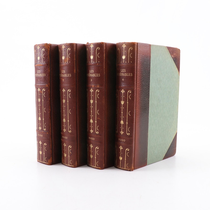 1887 "Les Misérables" in Four Volumes by Victor Hugo