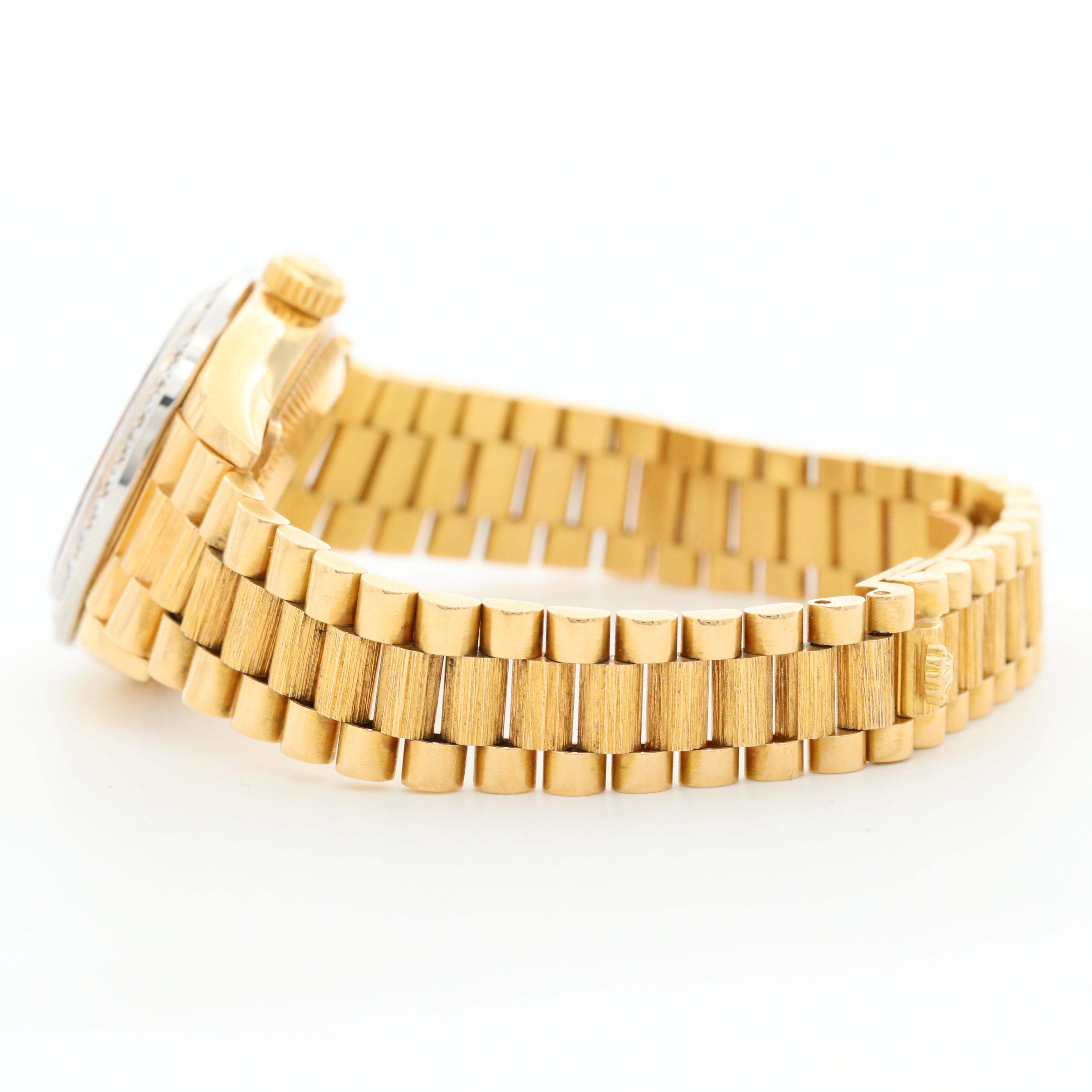 Vintage Rolex Datejust 18K Yellow Gold and Diamond Bezel Watch, 1987