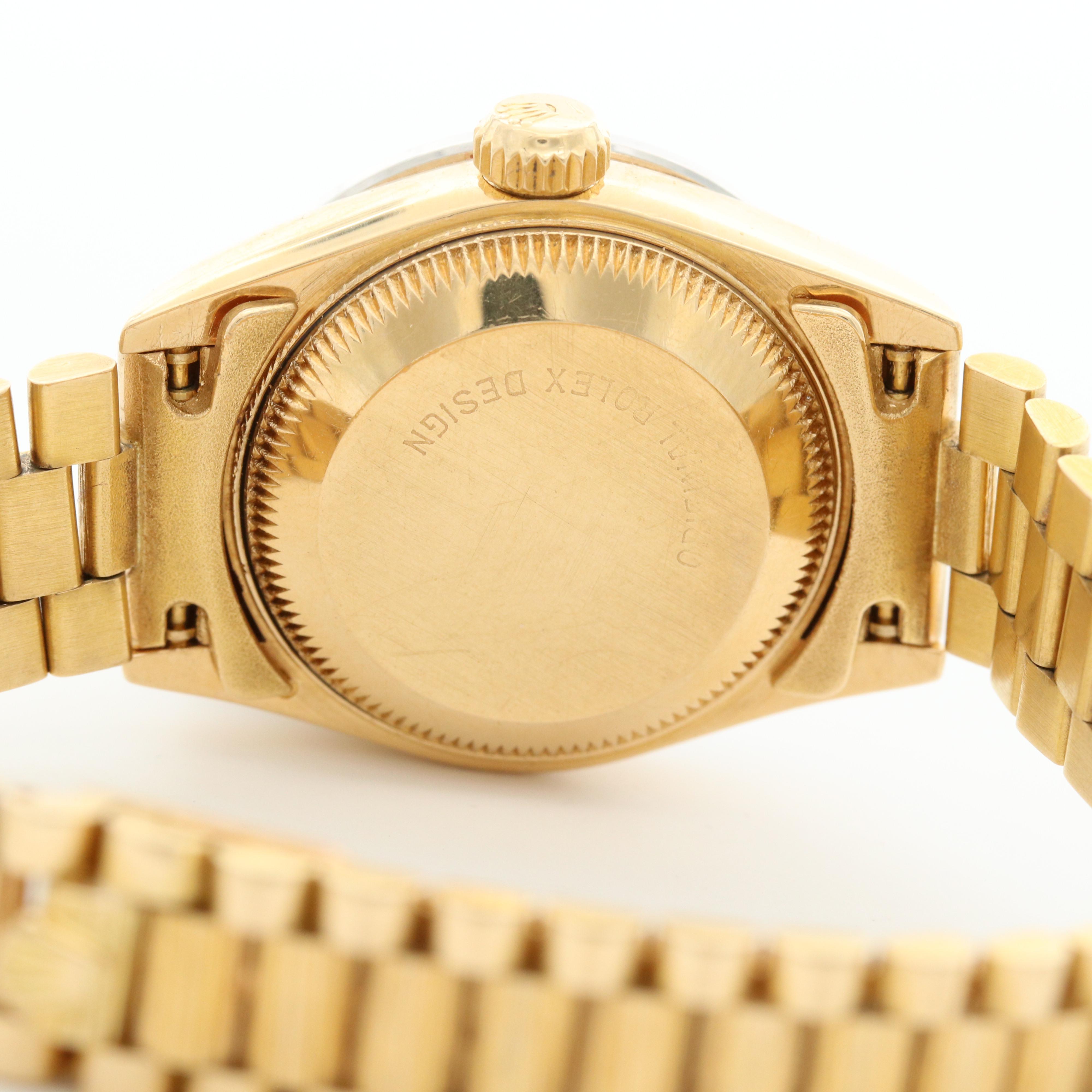 Vintage Rolex Datejust 18K Yellow Gold and Diamond Bezel Watch, 1987