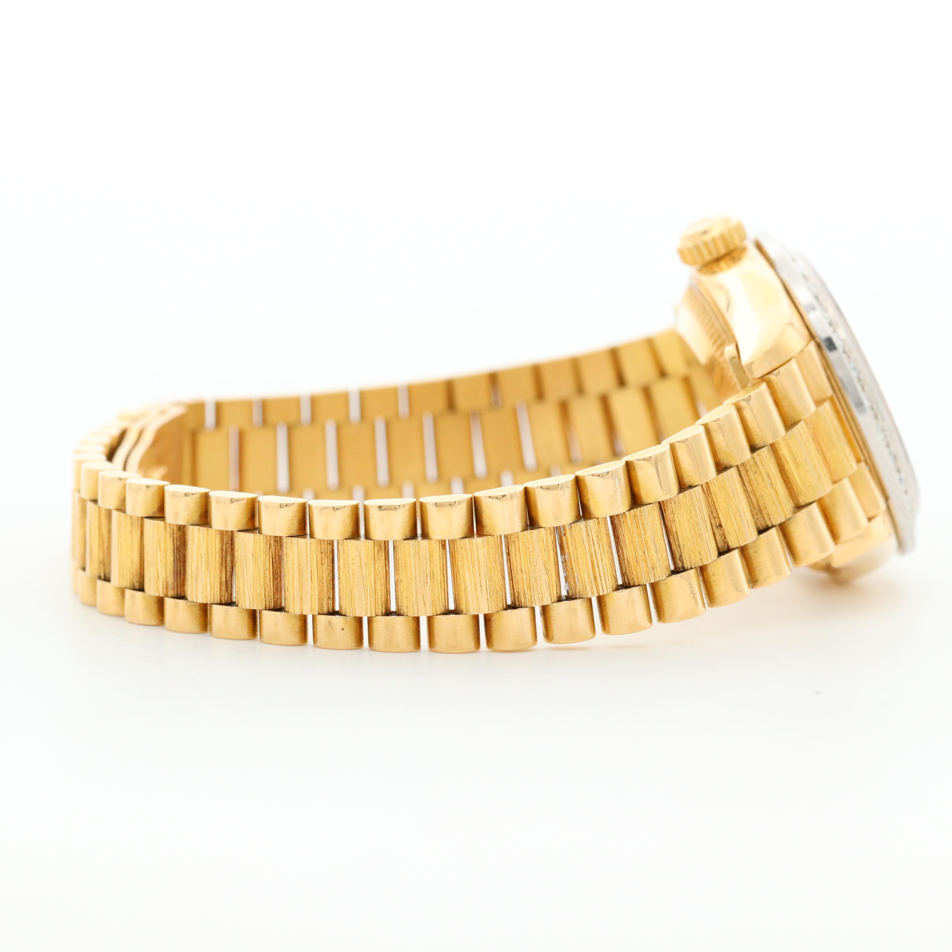 Vintage Rolex Datejust 18K Yellow Gold and Diamond Bezel Watch, 1987