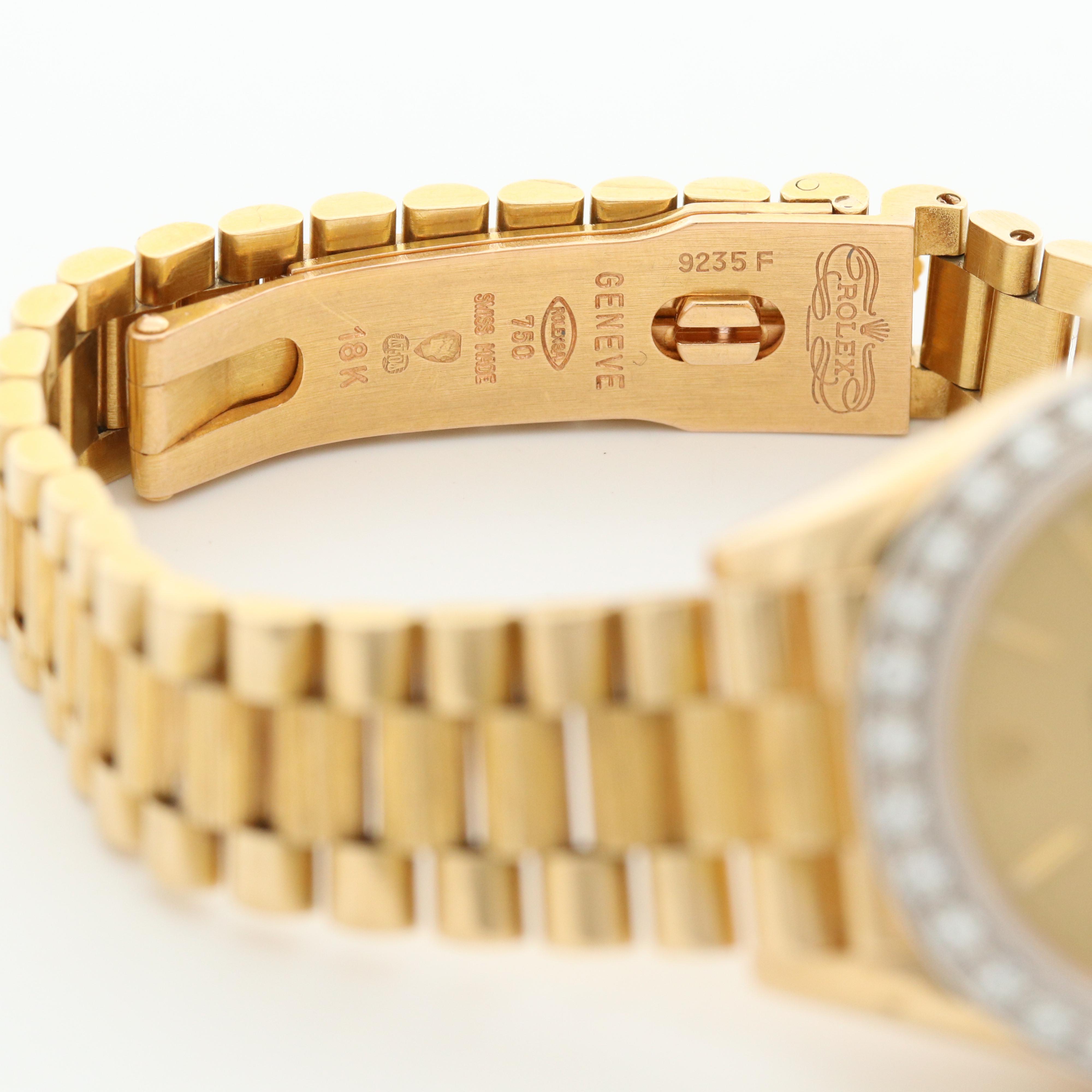 Vintage Rolex Datejust 18K Yellow Gold and Diamond Bezel Watch, 1987