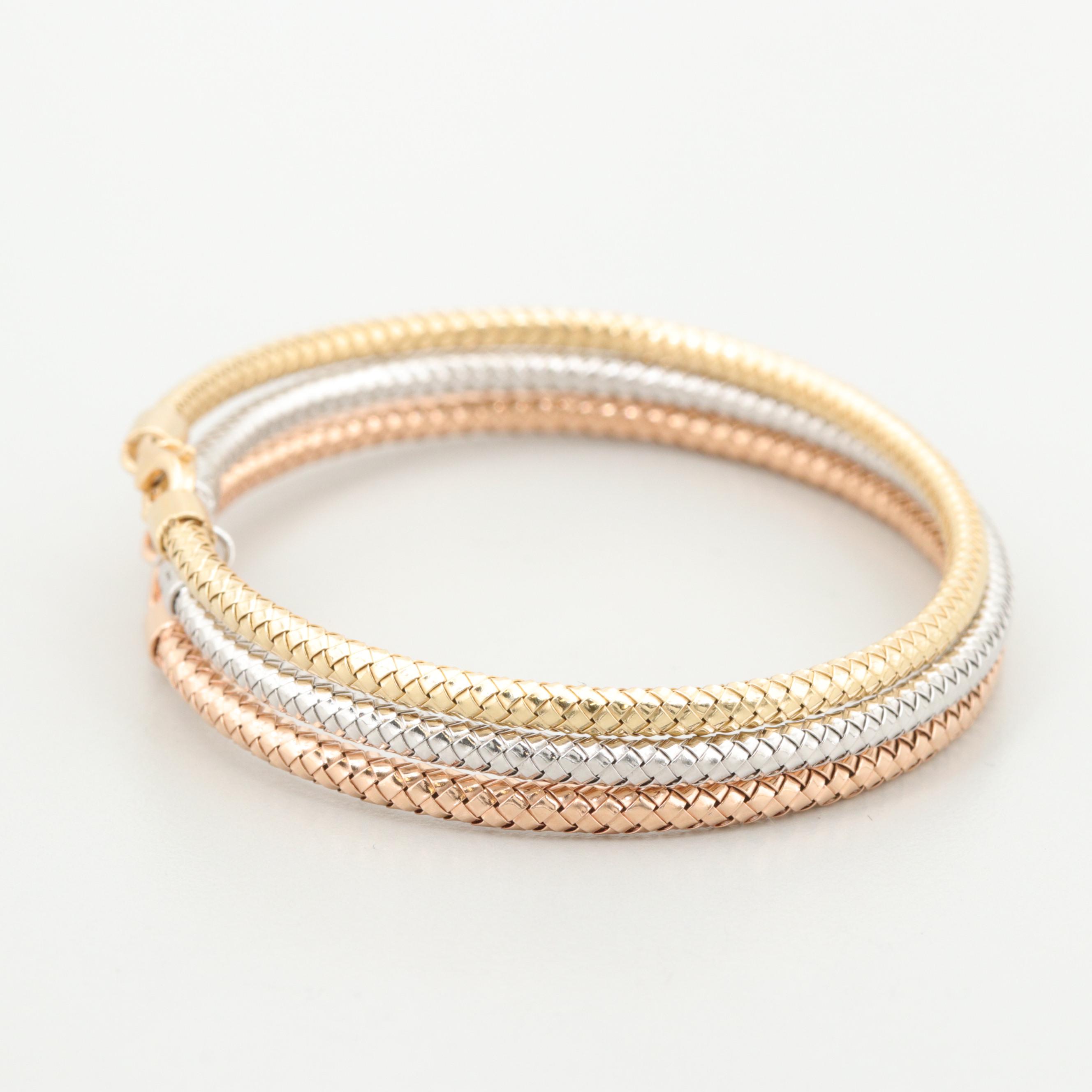 Himo 18K Tri-Colored Gold Three Woven Bracelets