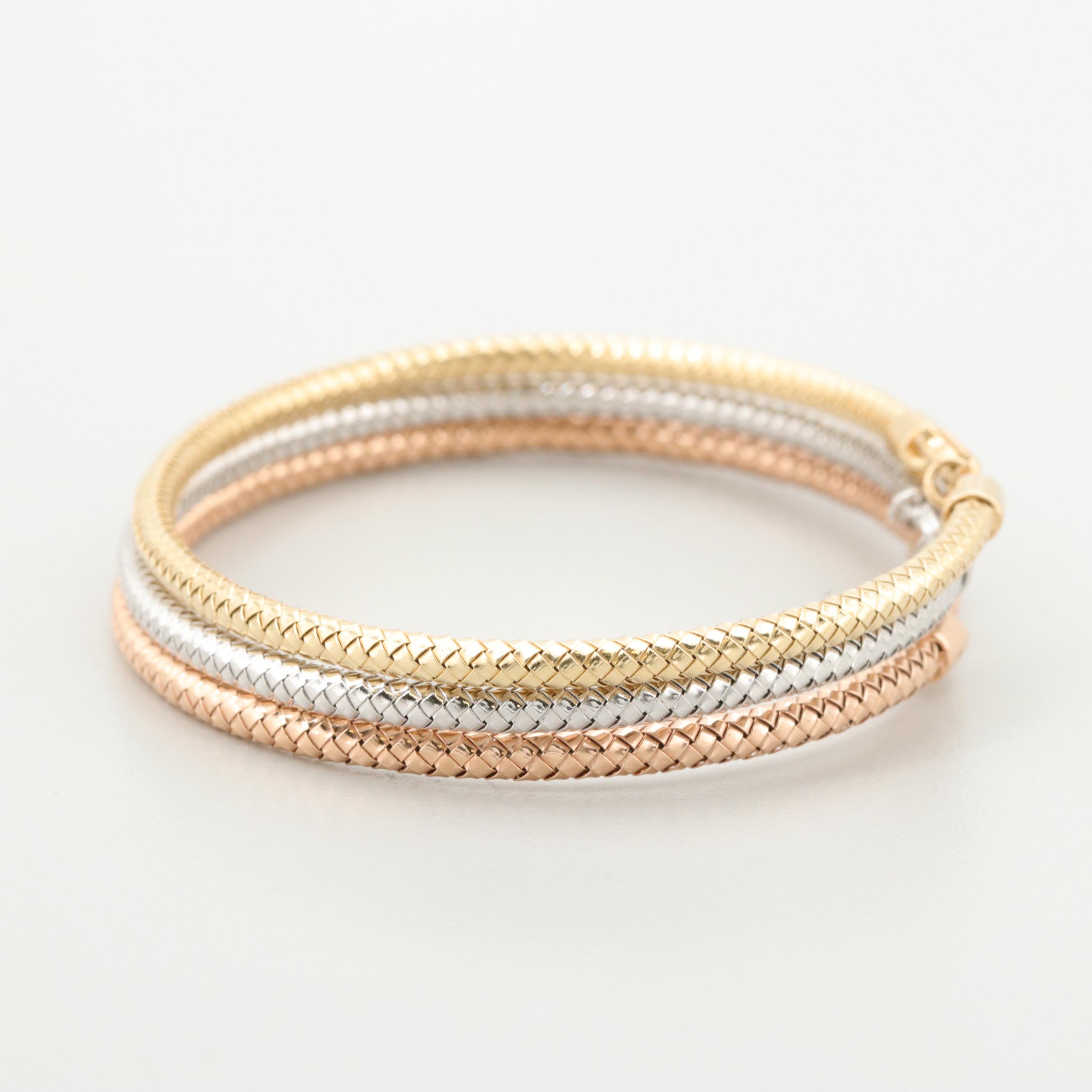 Himo 18K Tri-Colored Gold Three Woven Bracelets