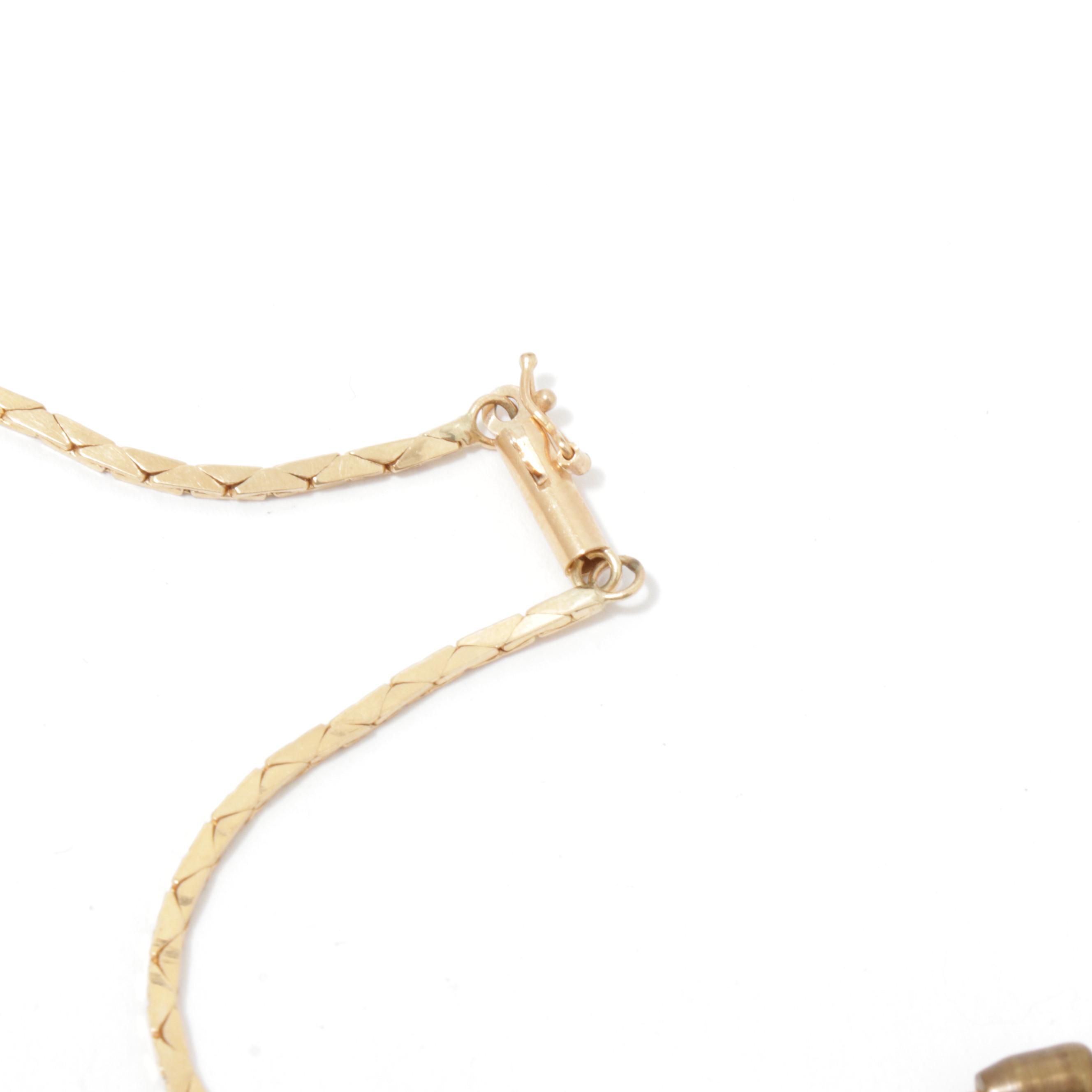 14K Yellow Gold Necklace, Pendants, and Stick Pin with Pearl