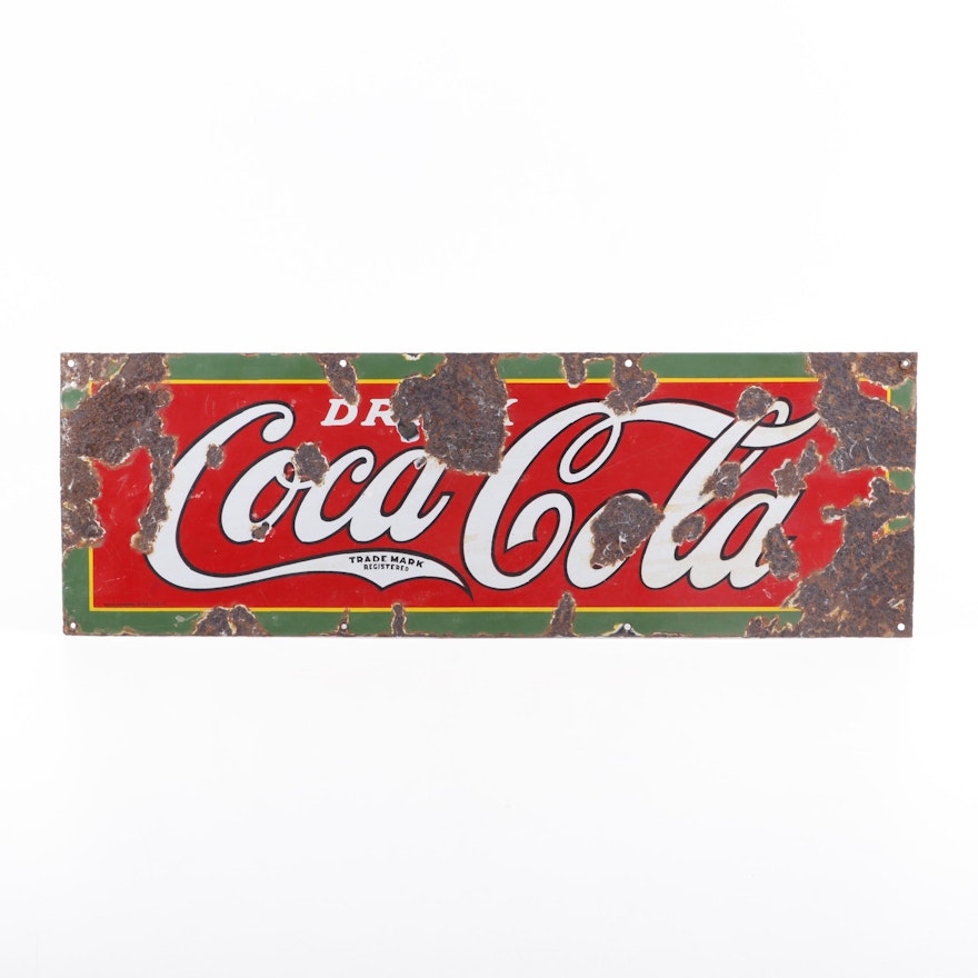 "Drink Coca-Cola" Porcelain Enamel Advertising Sign, Vintage