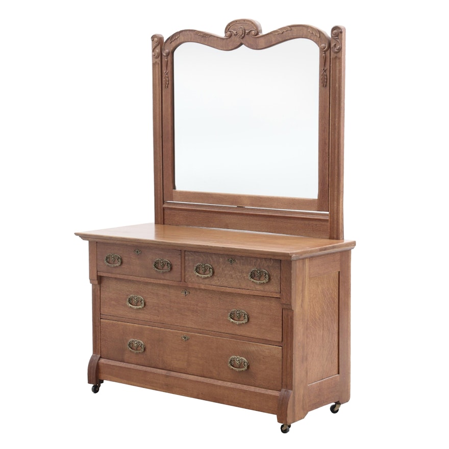 Late Victorian Oak Dresser with Mirror