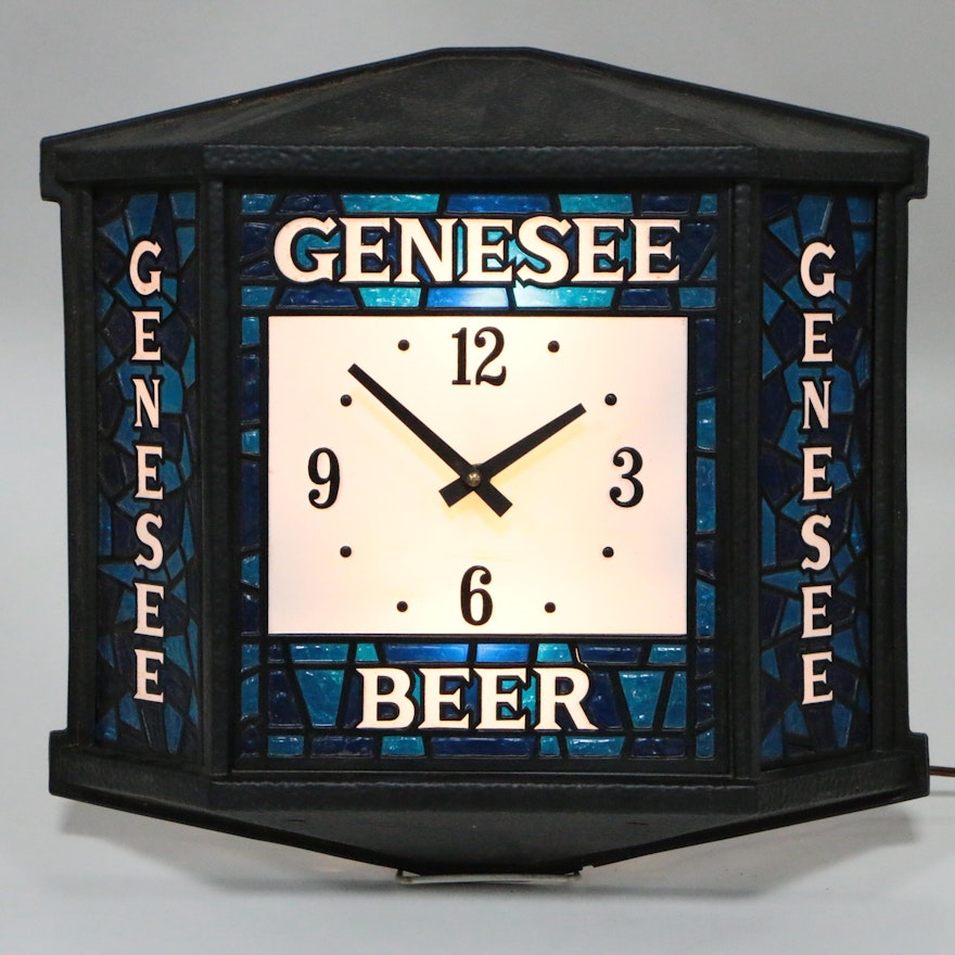 Genesee Beer Rathskeller Illuminated Clock, Vintage