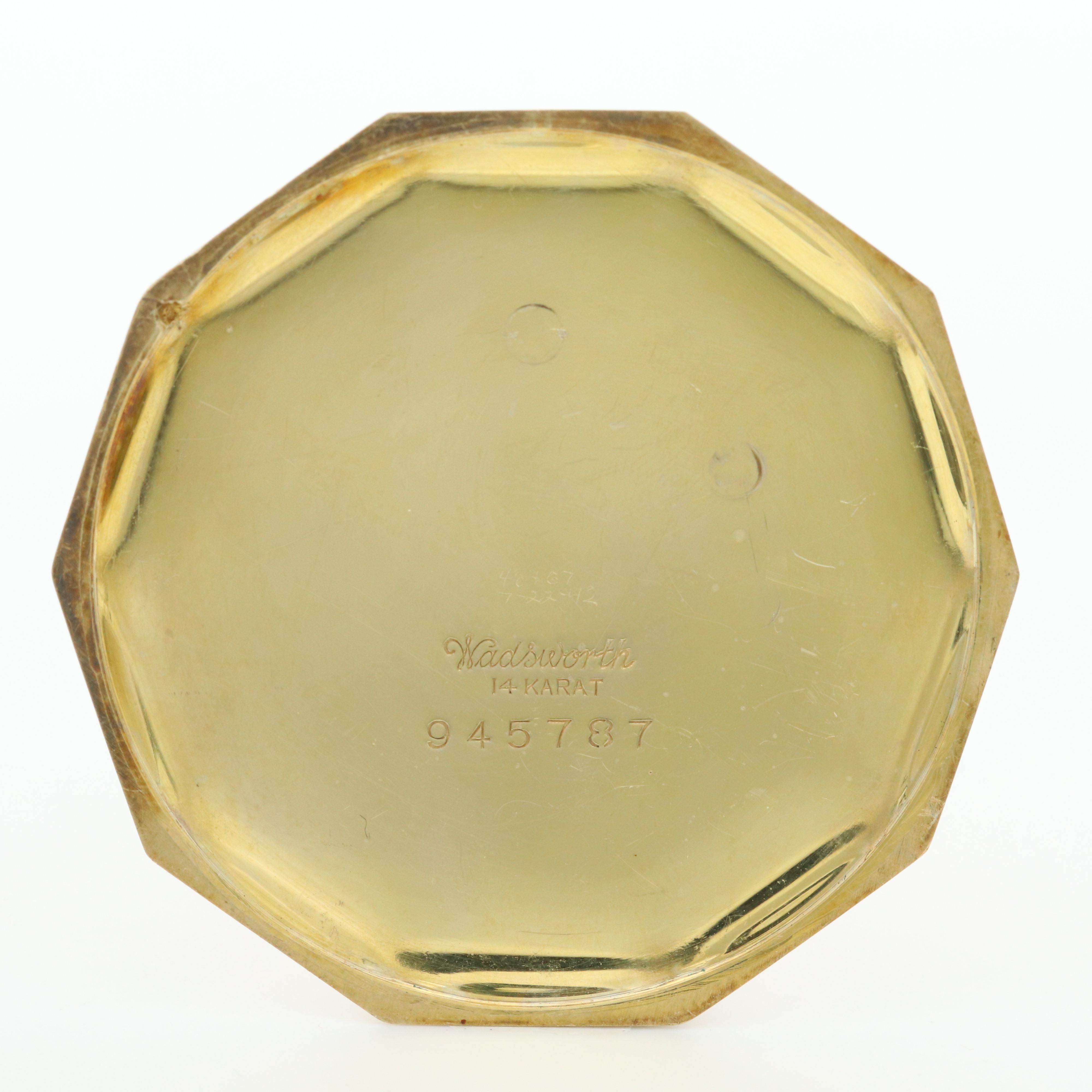 14K Gold Tavannes Swiss Open Face Decagon Pocket Watch