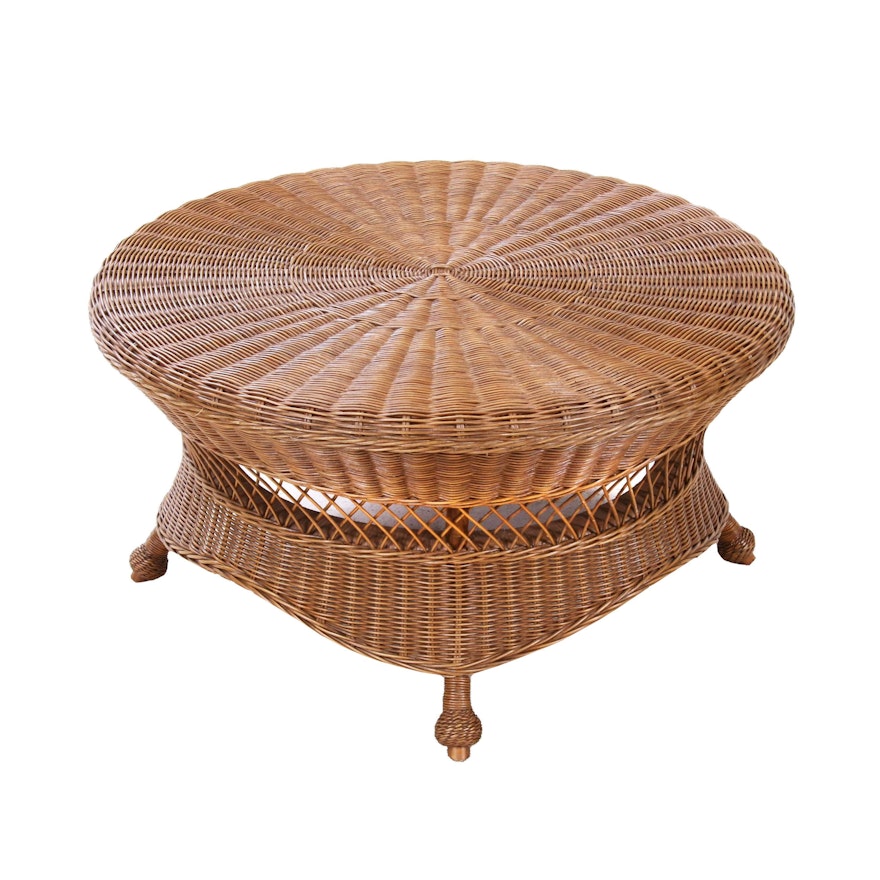 Woven Wicker Ottoman, 2000s