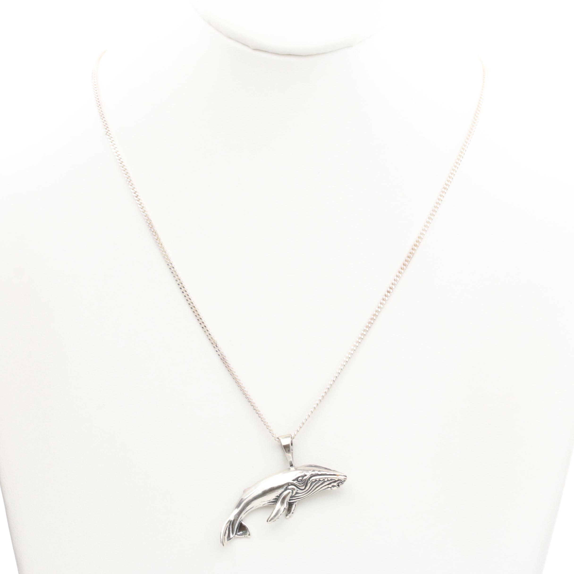 Kabana Sterling Silver Whale Pendant Necklace