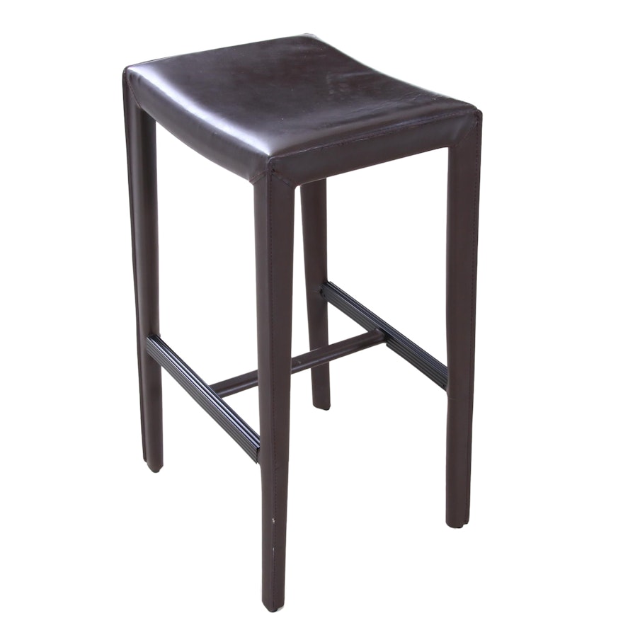 Modernist Bonded Leather Bar Stool, Contemporary