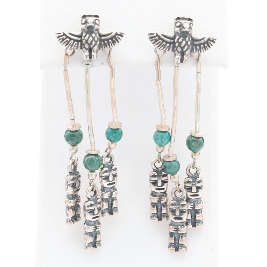 Kabana Sterling Silver Turquoise Chandelier Earrings