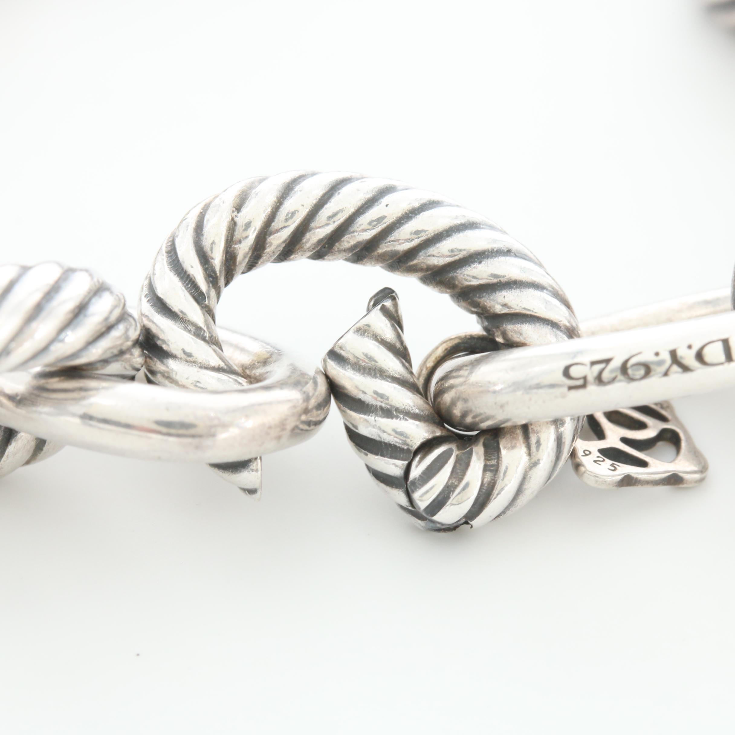 David Yurman Sterling Silver Oval Link Necklace with 18K Yellow Gold Accents