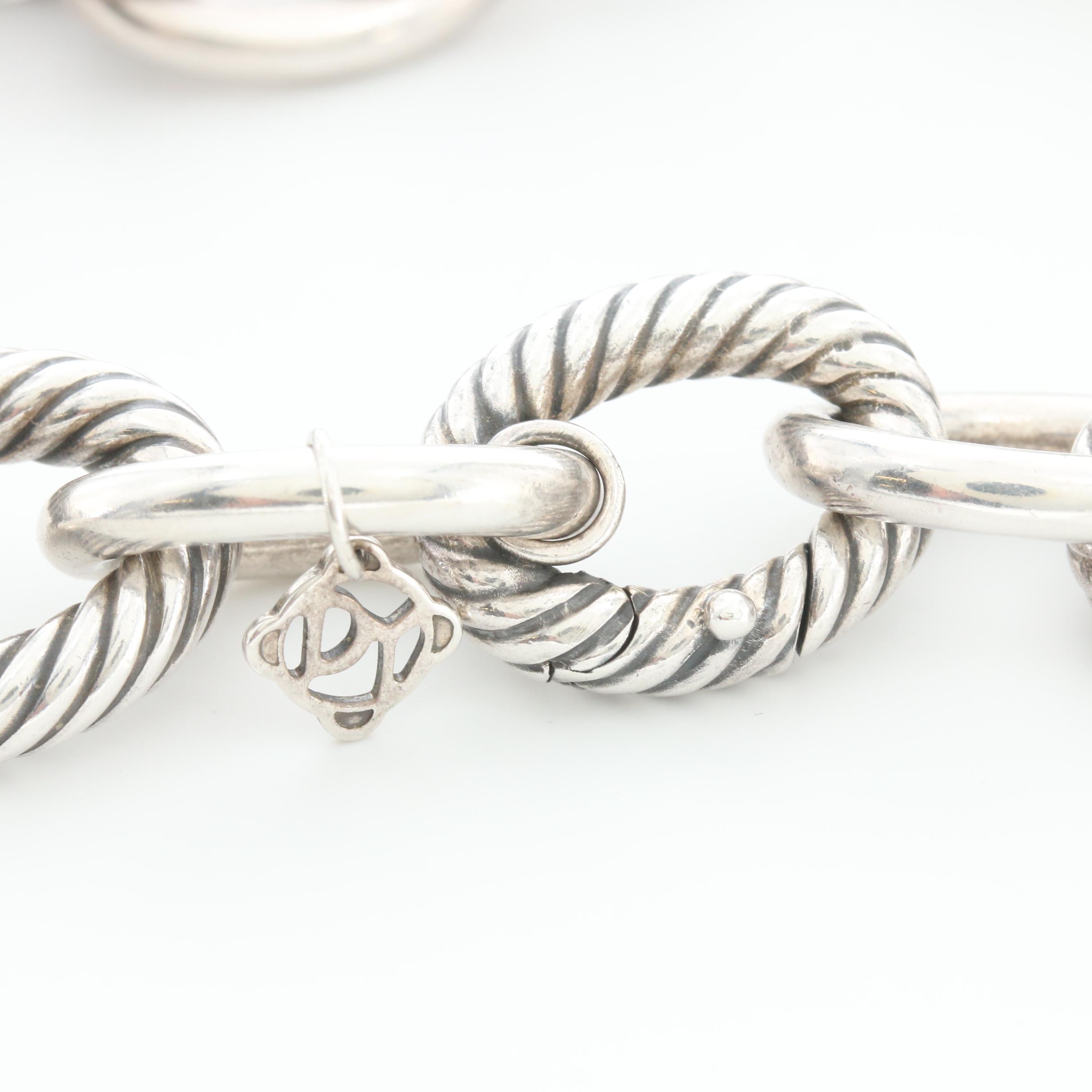 David Yurman Sterling Silver Oval Link Necklace with 18K Yellow Gold Accents