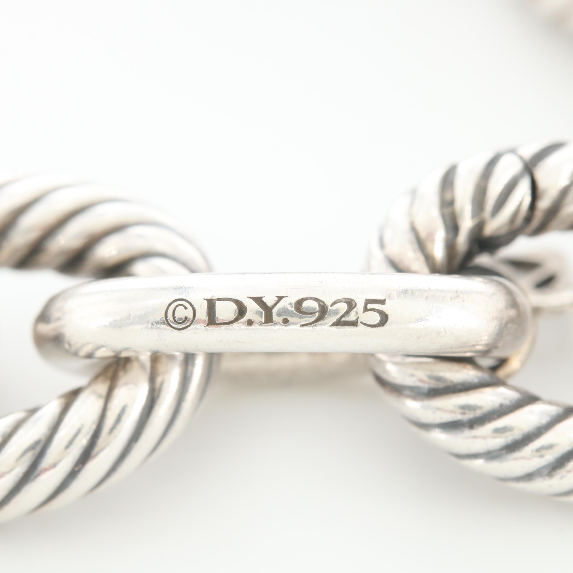 David Yurman Sterling Silver Oval Link Necklace with 18K Yellow Gold Accents