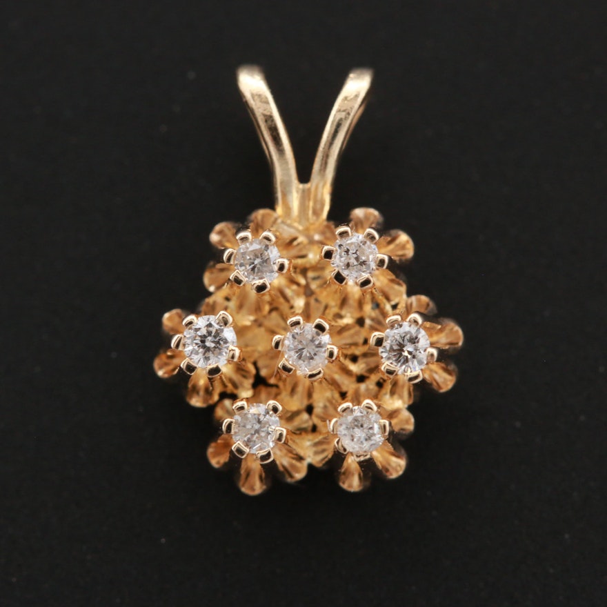 14K Yellow Gold Diamond Pendant