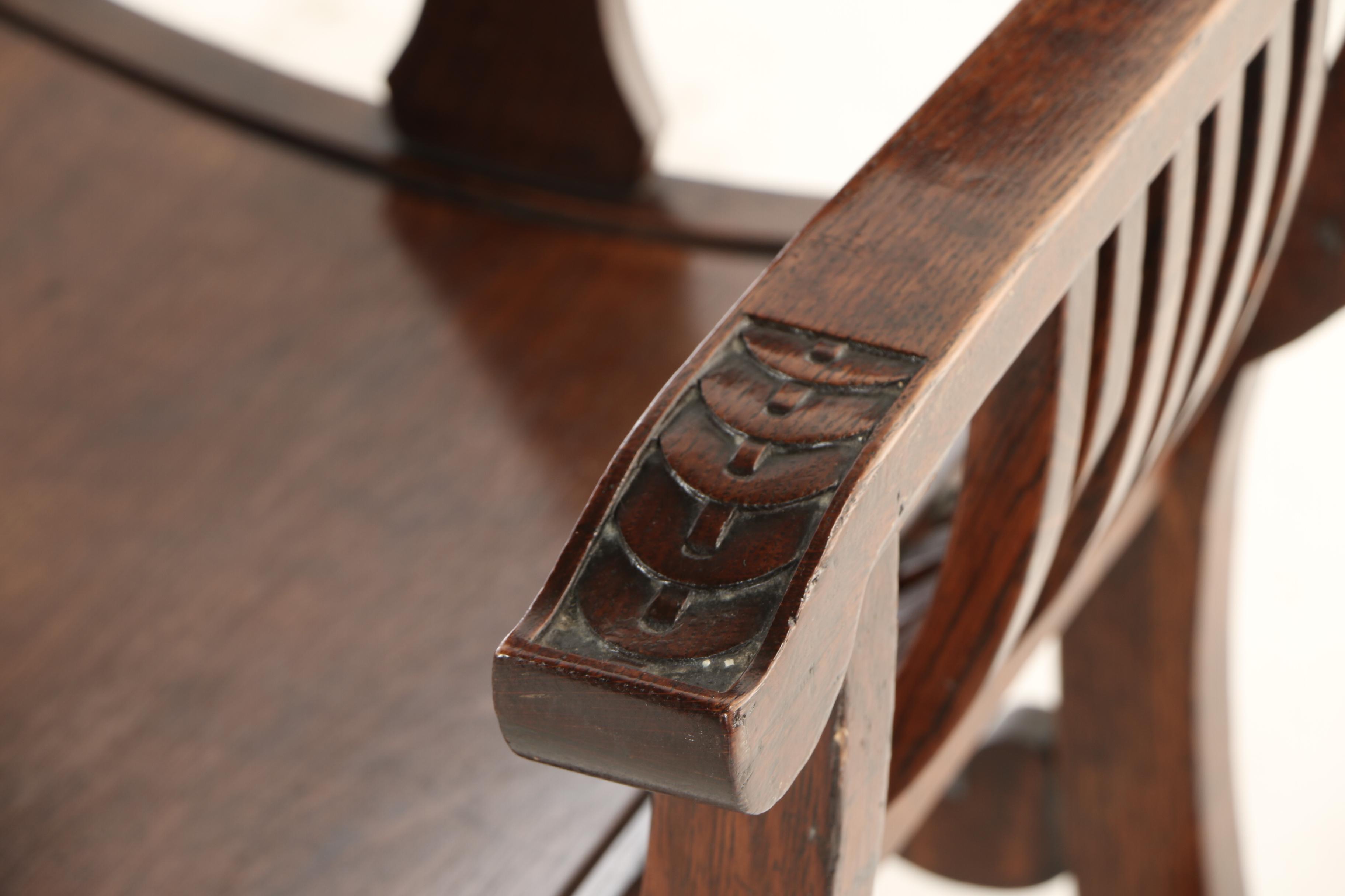 The Stomps Burkhardt Co., Late Victorian Carved Oak Savonarola Chair