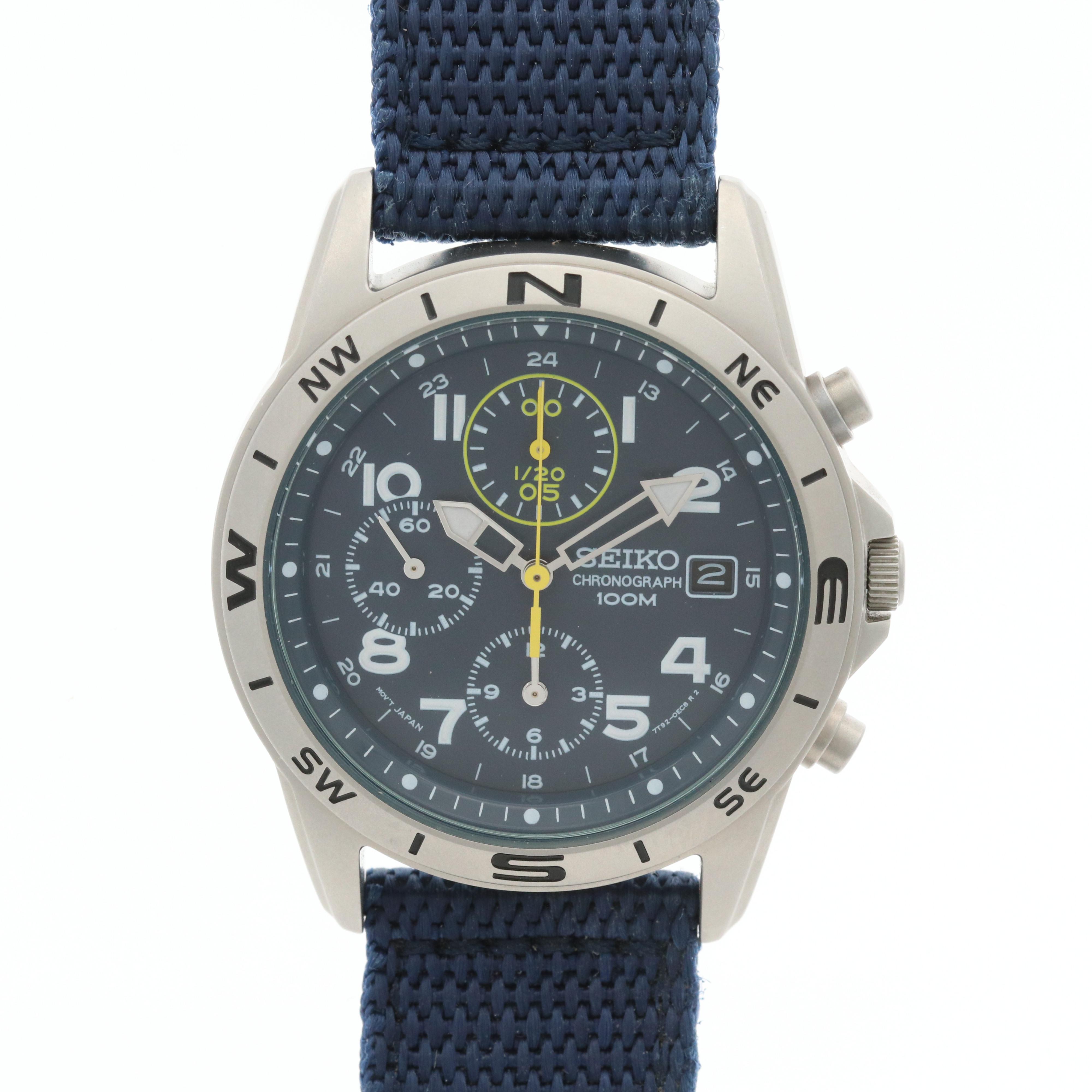 Seiko Stainless Steel Chronograph 100M Watch With Date