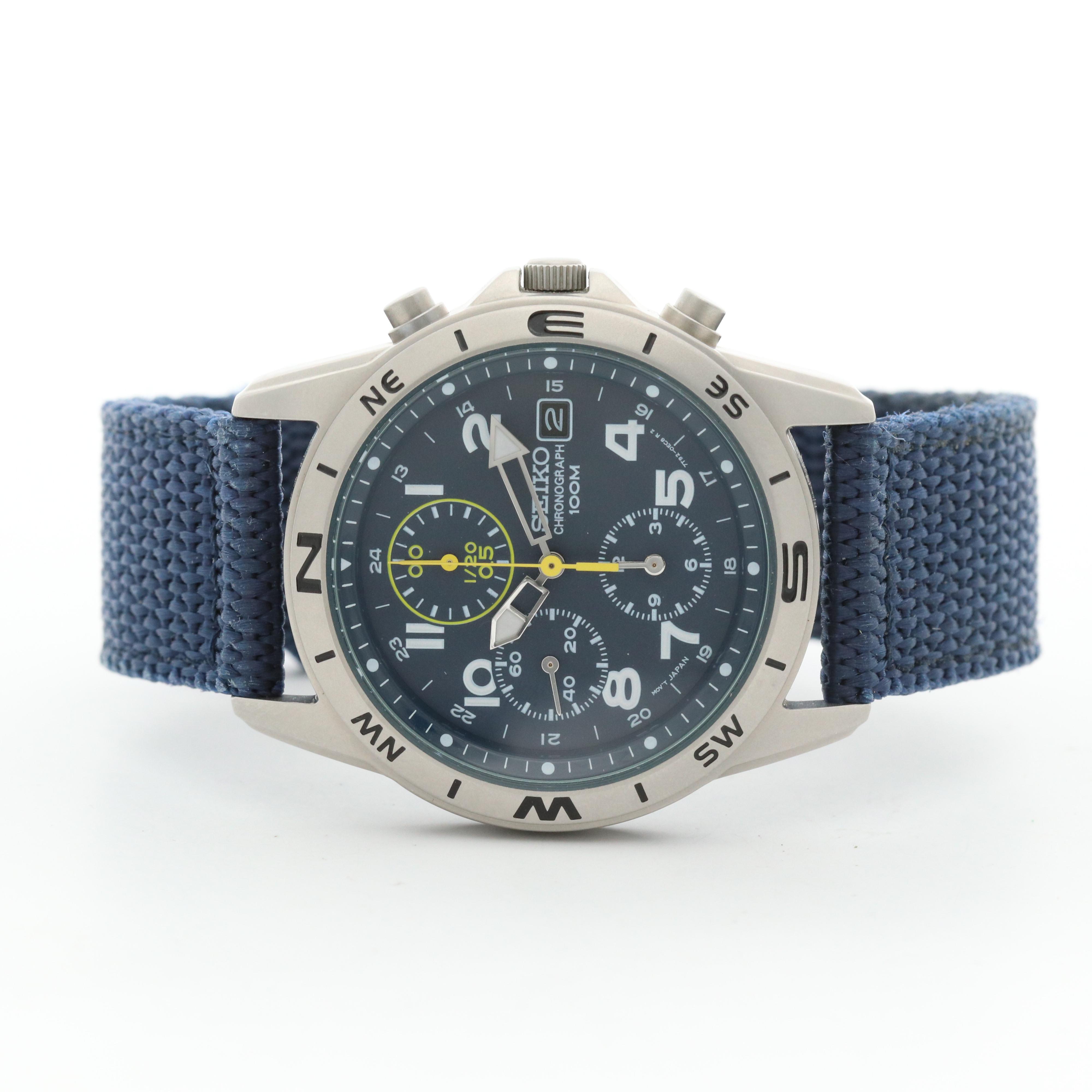 Seiko Stainless Steel Chronograph 100M Watch With Date