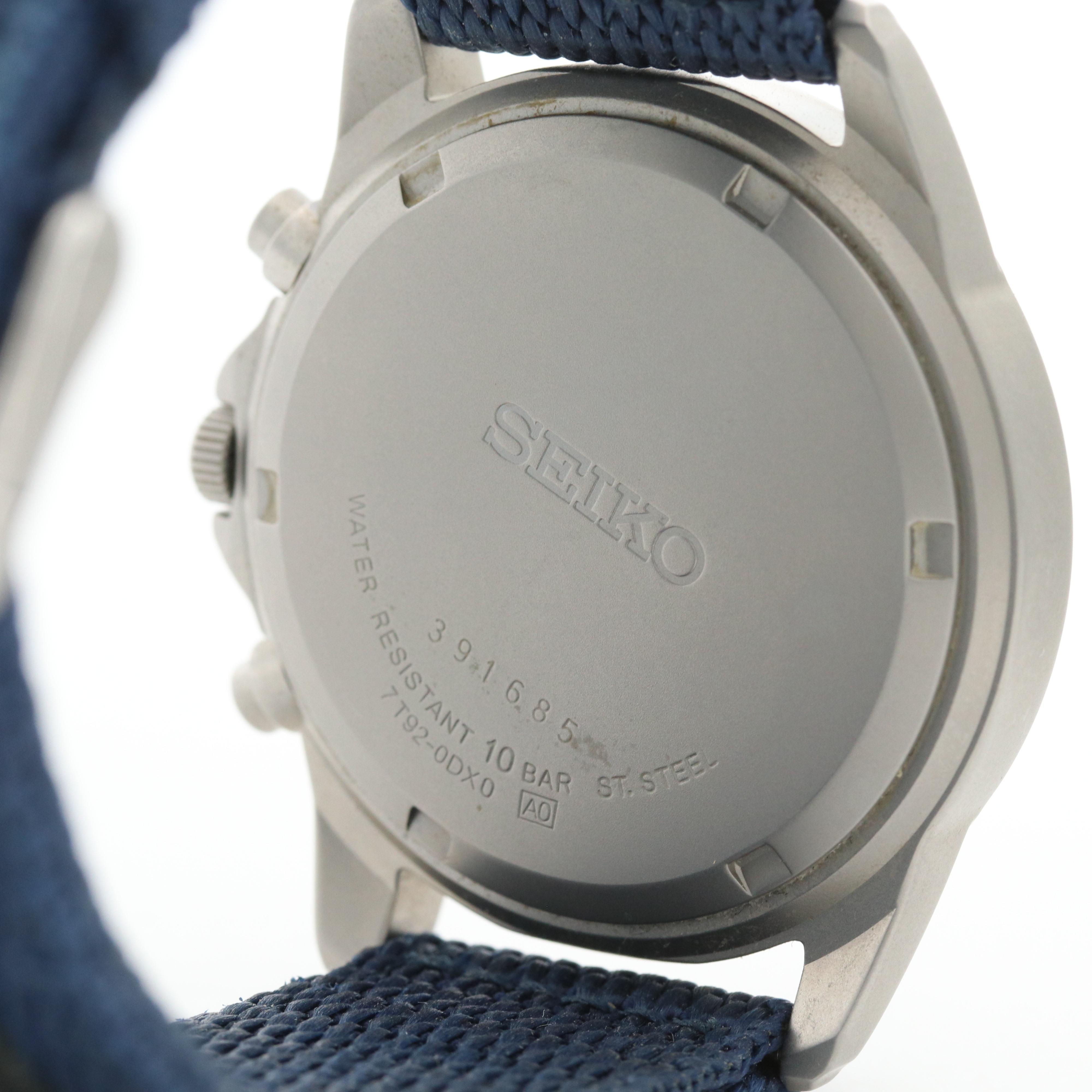 Seiko Stainless Steel Chronograph 100M Watch With Date