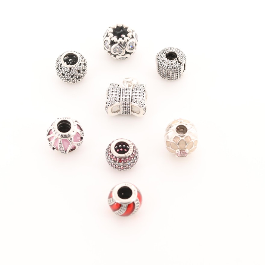 Assortment of Sterling Silver Pandora Charm Beads